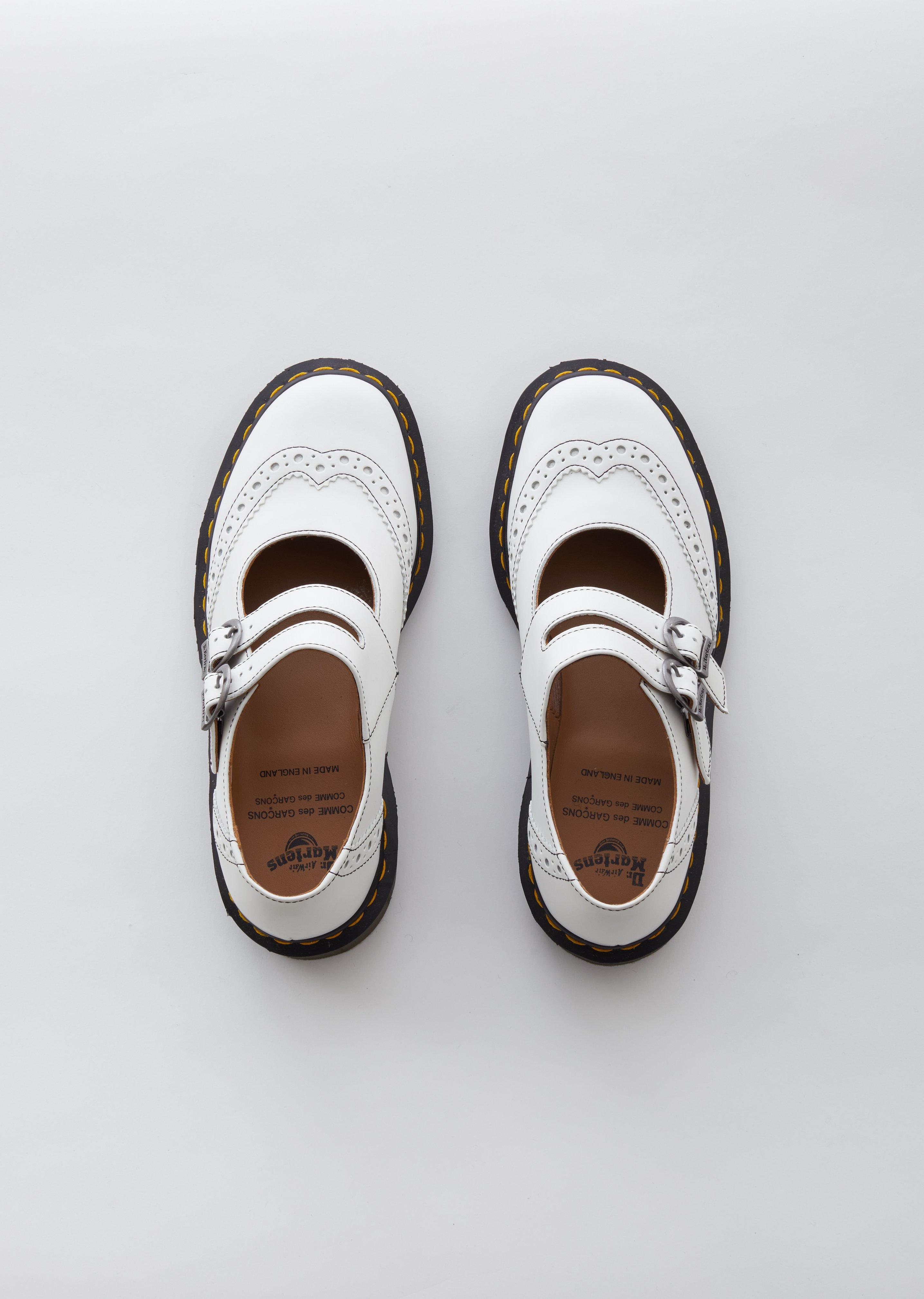 Comme des Garçons Leather Dr Martens Brogue Mary Jane Shoes in White | Lyst