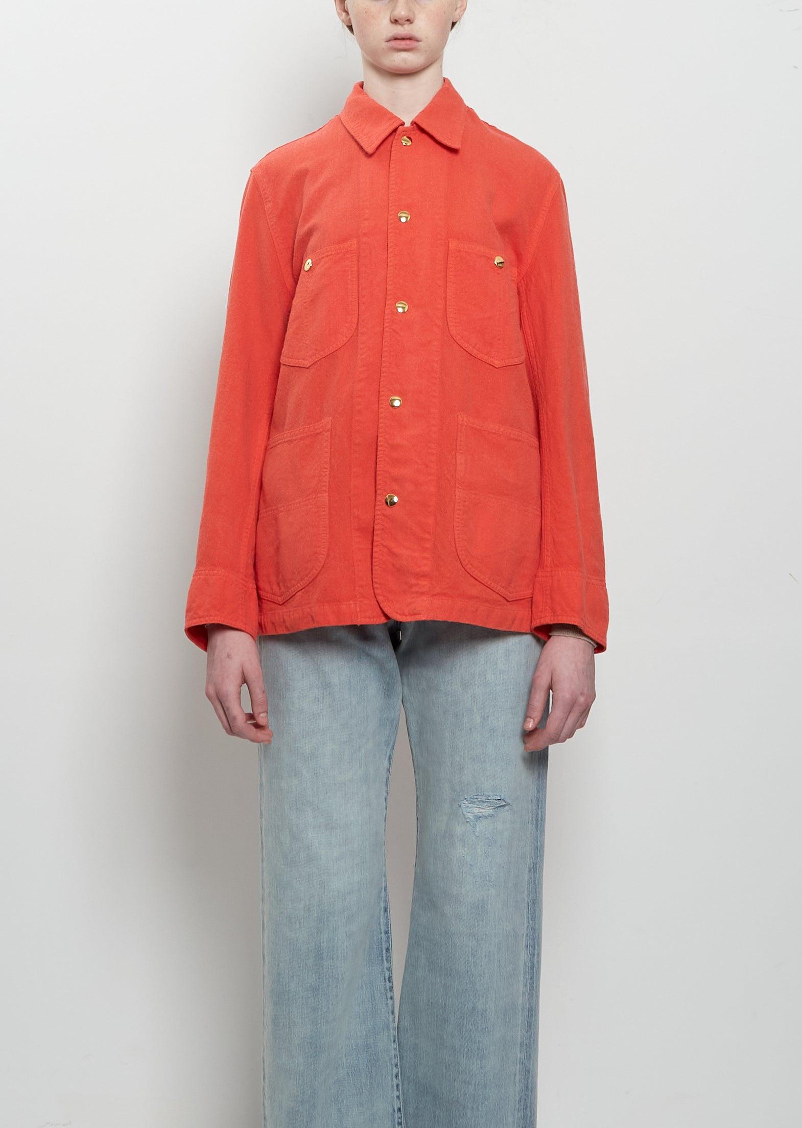 AURALEE Wool Cotton Linen Ox Work Jacket in Red | Lyst UK