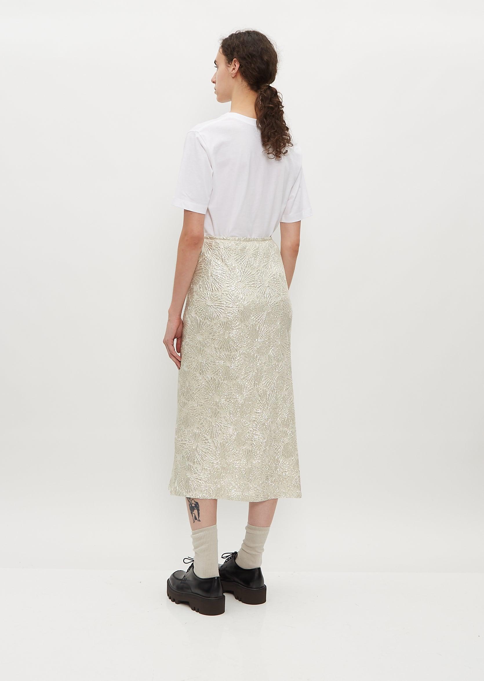 Dries Van Noten Separ Silk Blend Skirt in White | Lyst