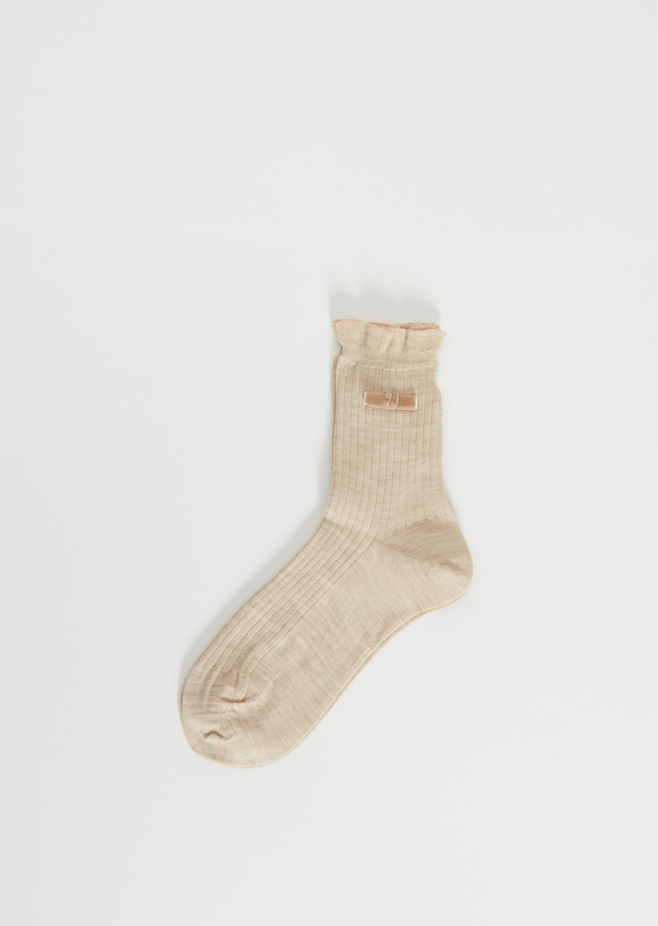 Antipast Velvet Ribbon Knit Socks in Beige (White) | Lyst