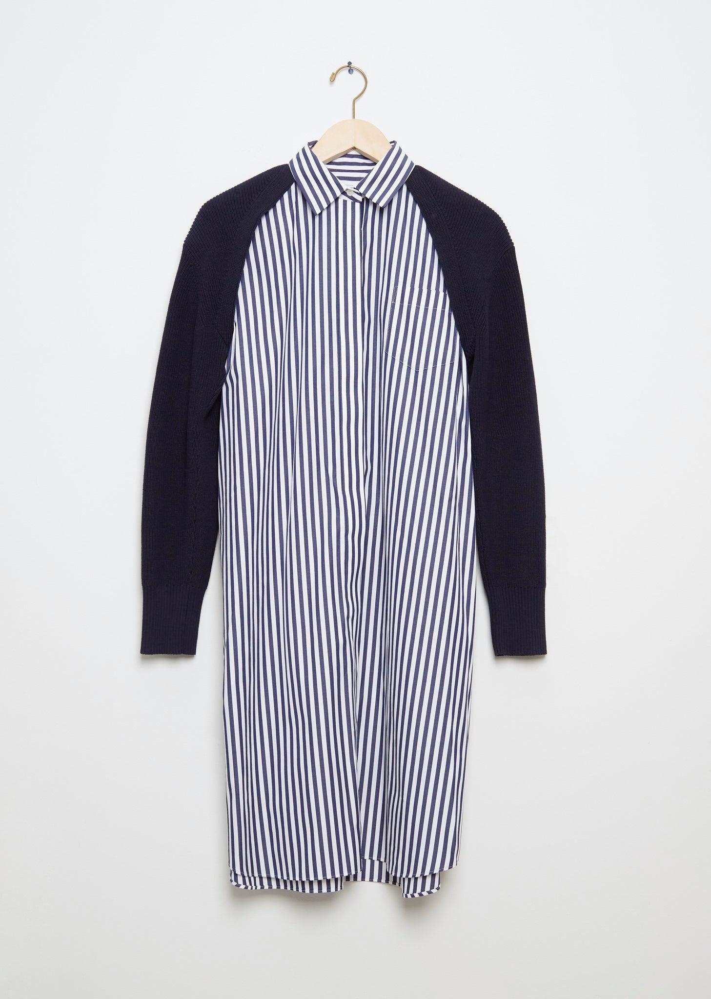 Sacai Cotton Poplin X Knit Dress in Blue | Lyst Canada