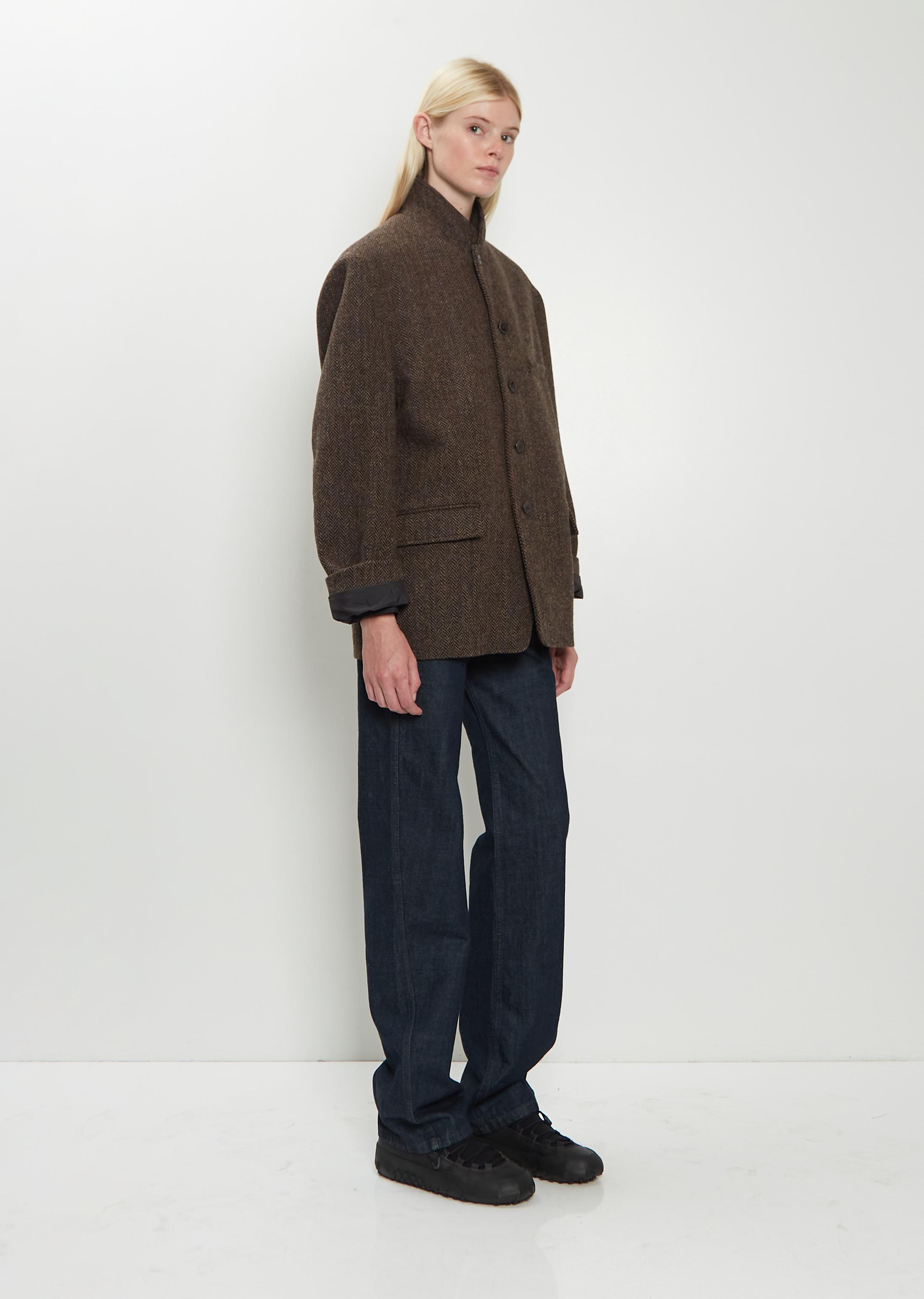 Lemaire Harris Tweed Boxy Tailored Jacket in Brown | Lyst