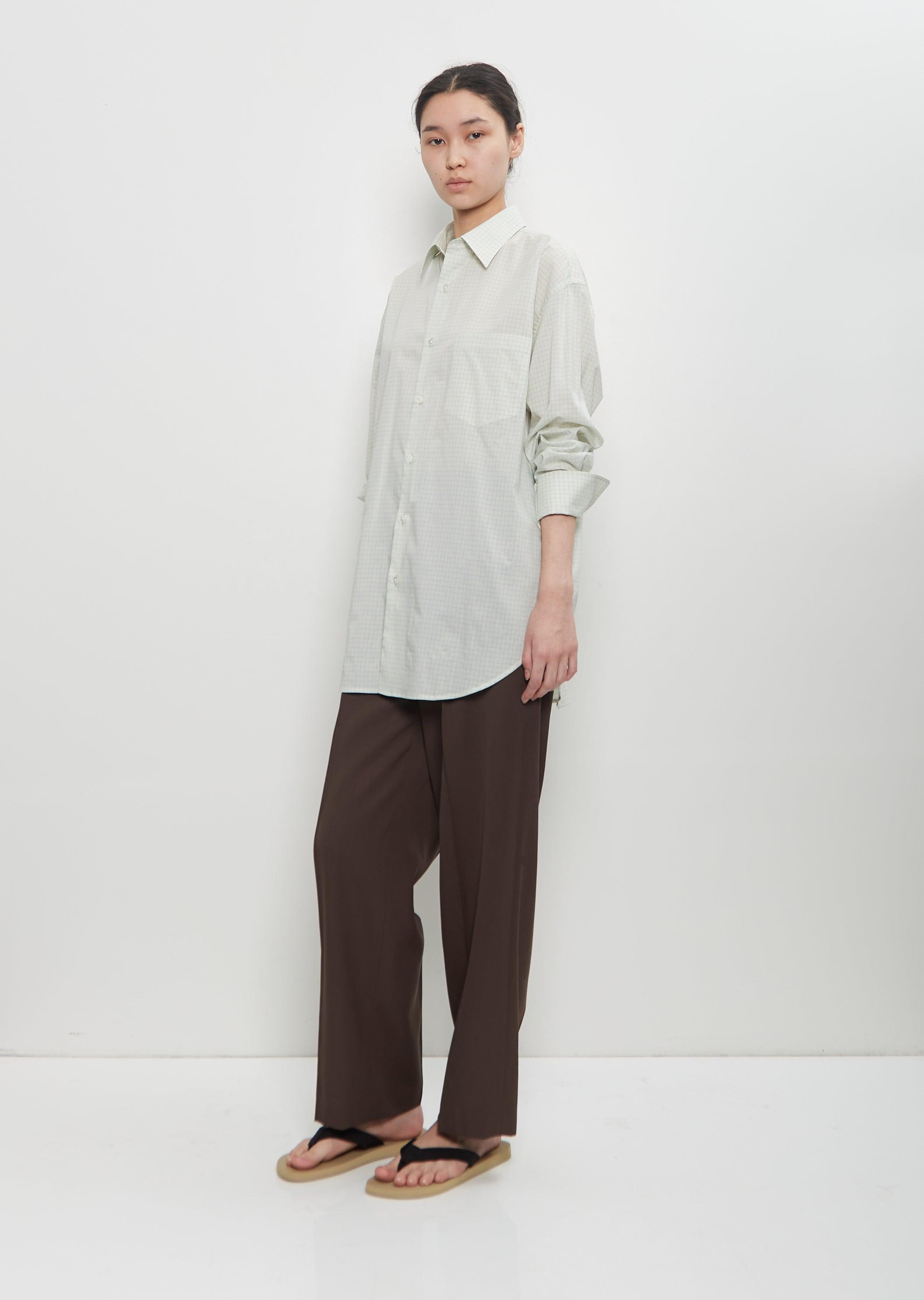 トップス auralee typewriter check shirt Auralee Washed Finx Typewriter Check P/O Shirt Light Blue Check