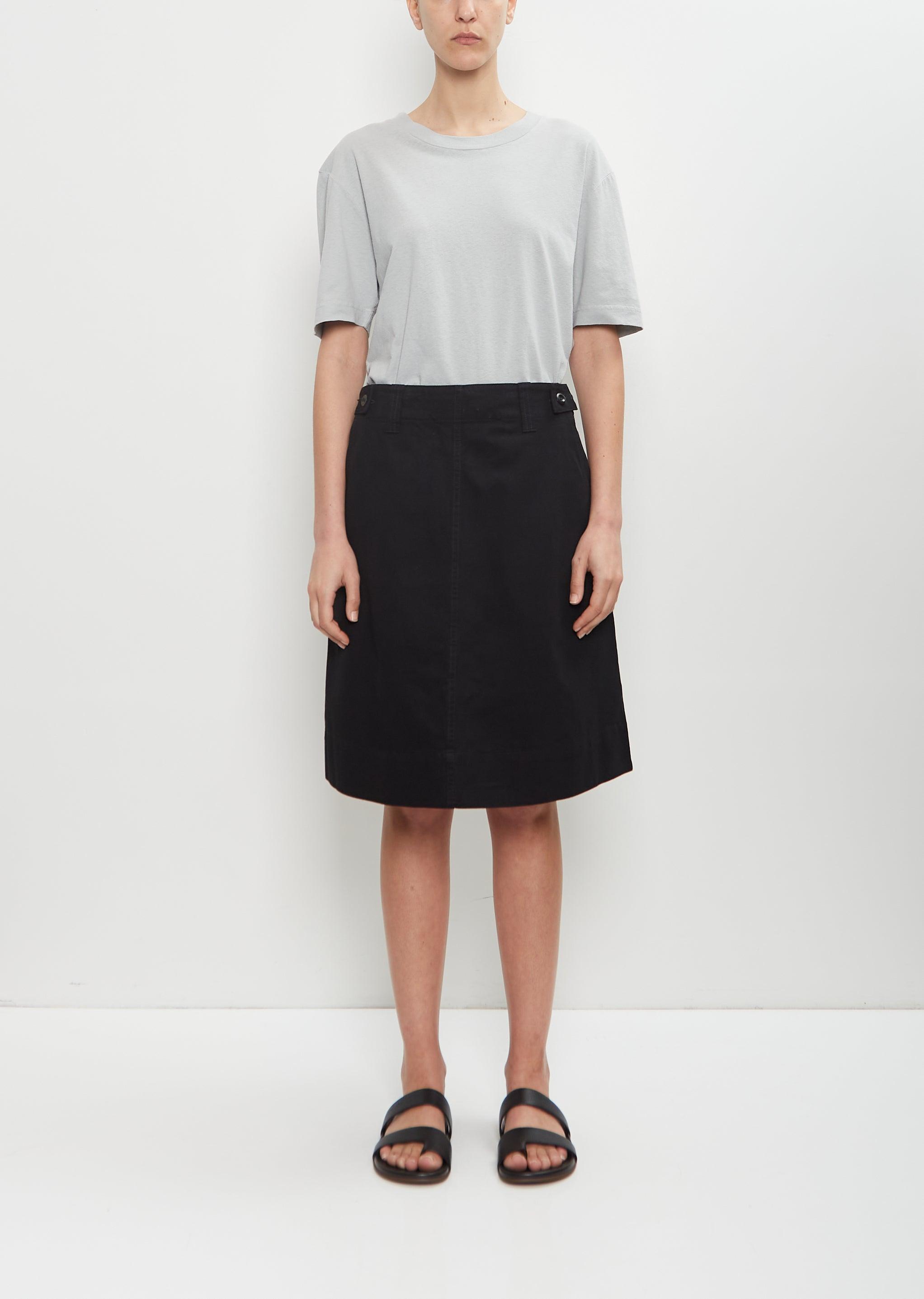 Margaret Howell｜SKIRTS (MHL BUTTON BELT SKIRT - OFF BLA Off black cotton Button Belt Skirt | MHL. by Margaret Howell