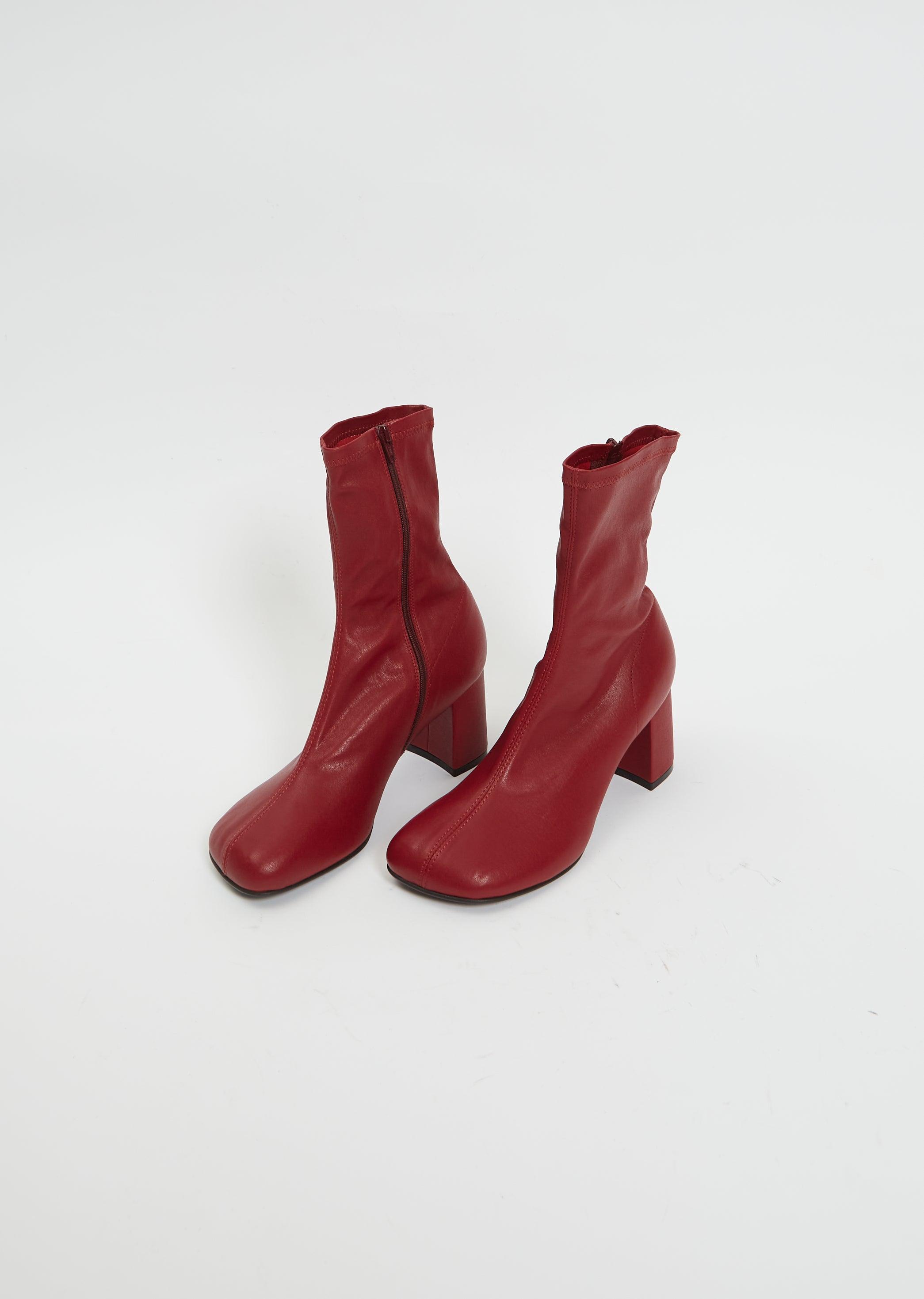 Dries Van Noten Leather Sock Heeled Boot in Red | Lyst