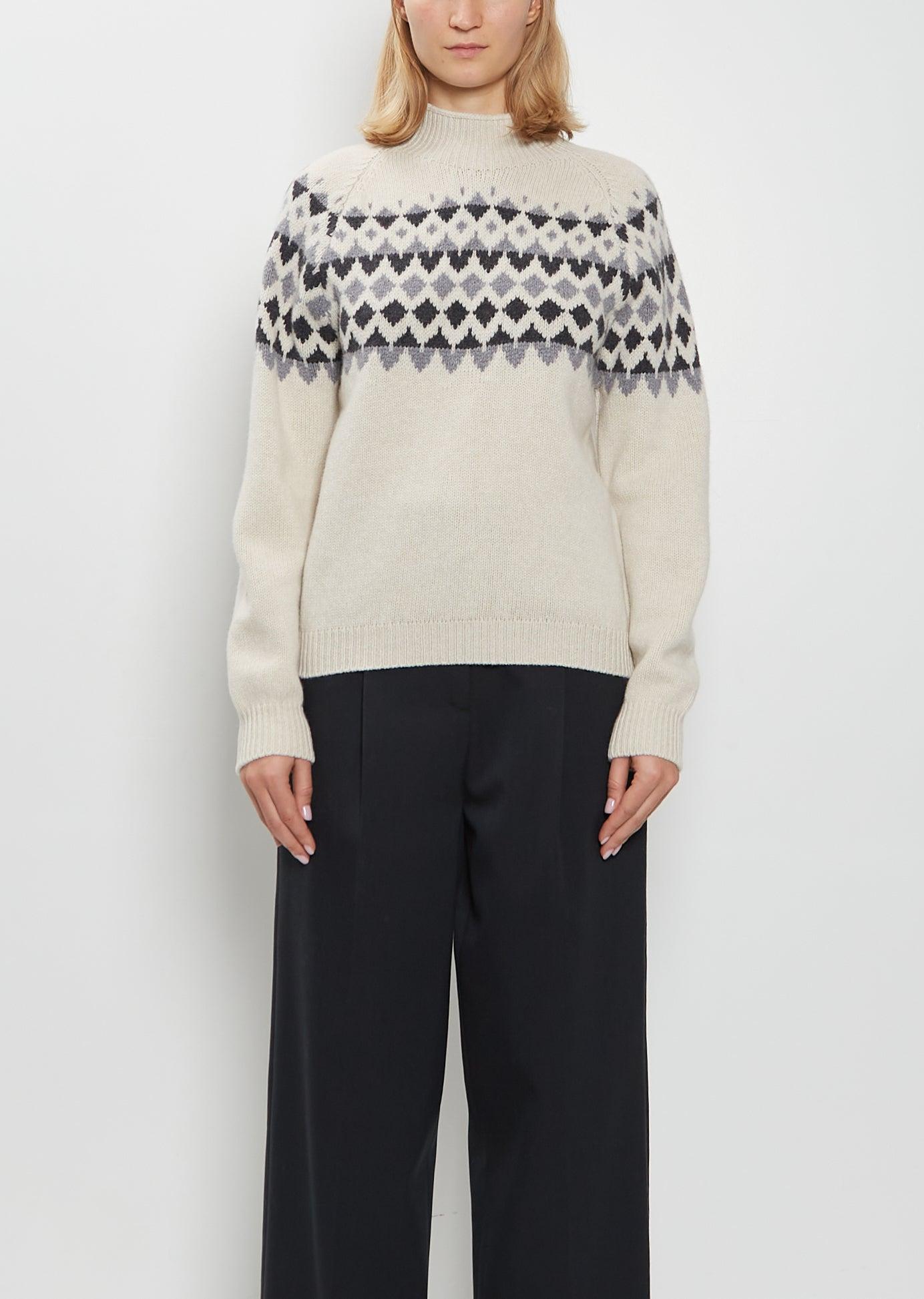 Margaret Howell High Neck Fairisle Sweater in Blue | Lyst UK