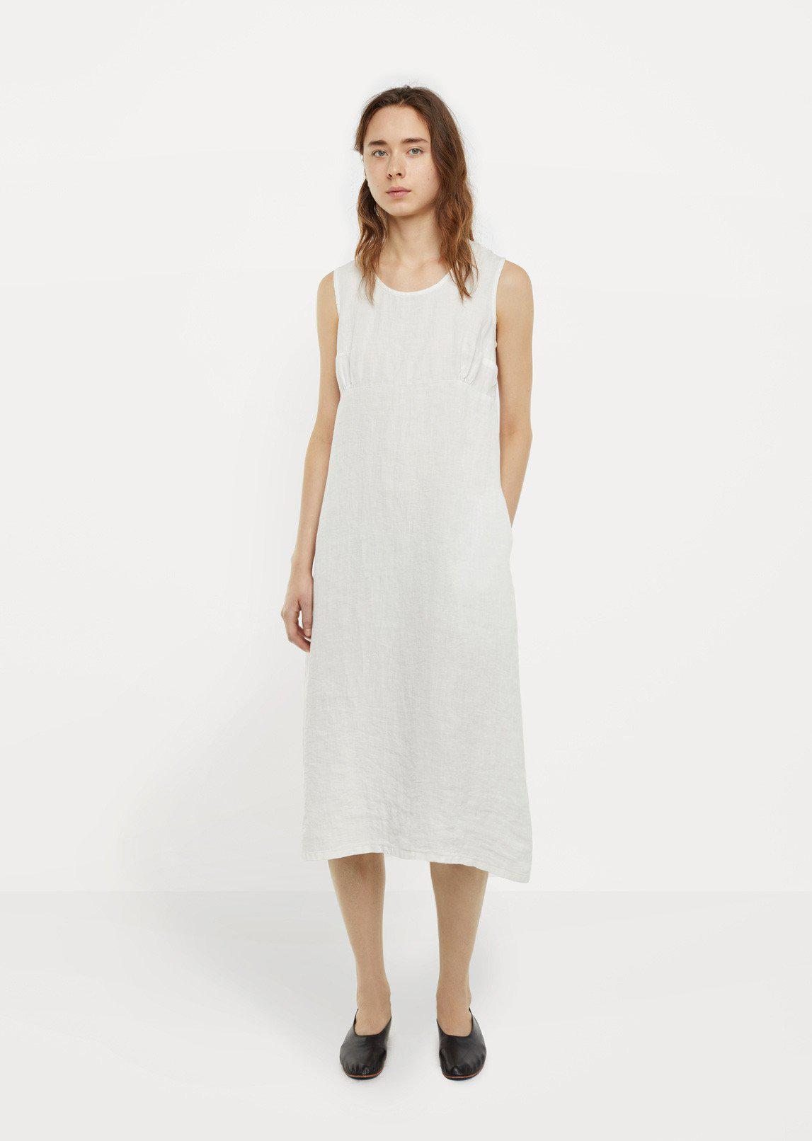 white linen tank dress