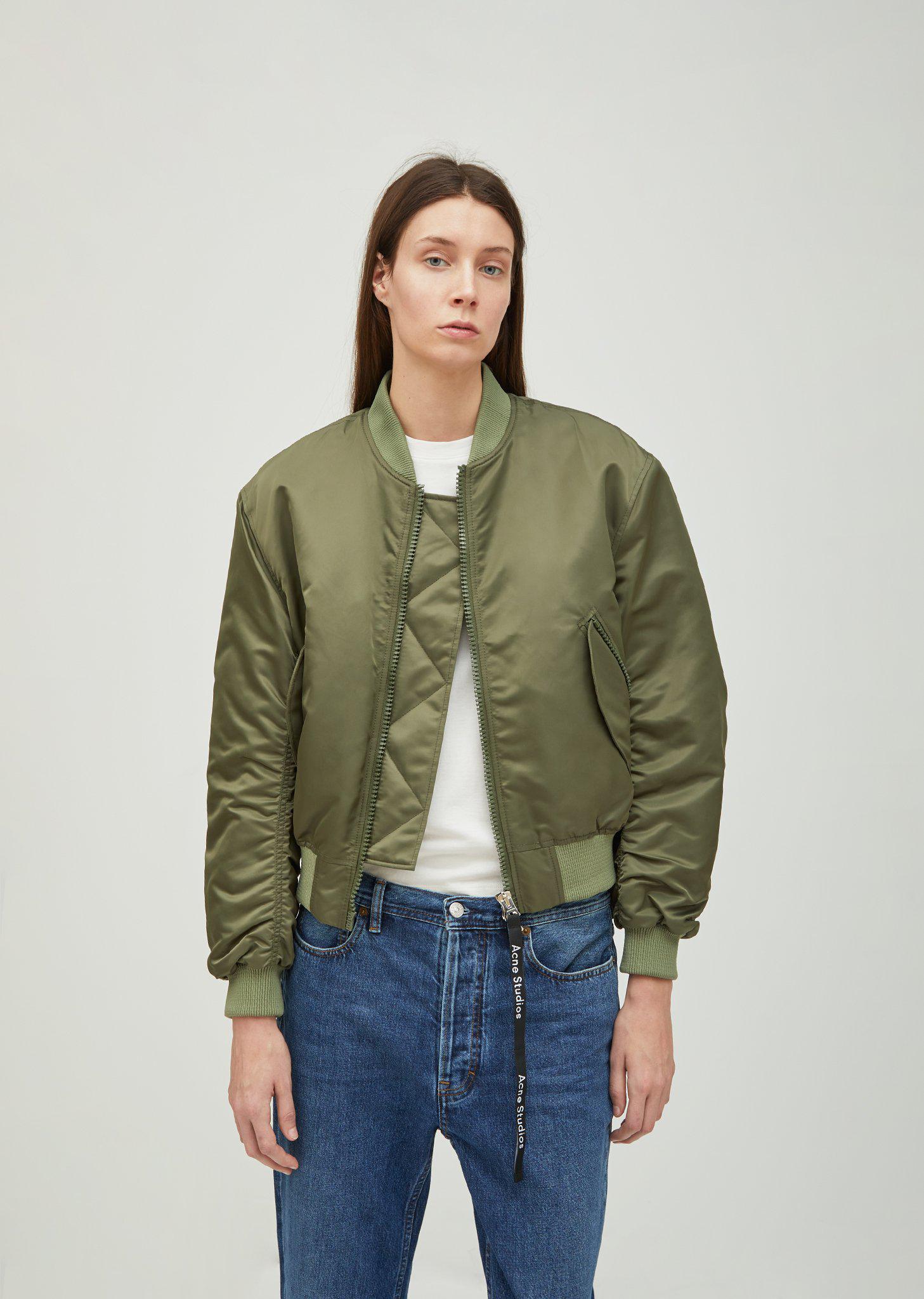 Acne Studios Clea Bomber Jacket in Green | Lyst