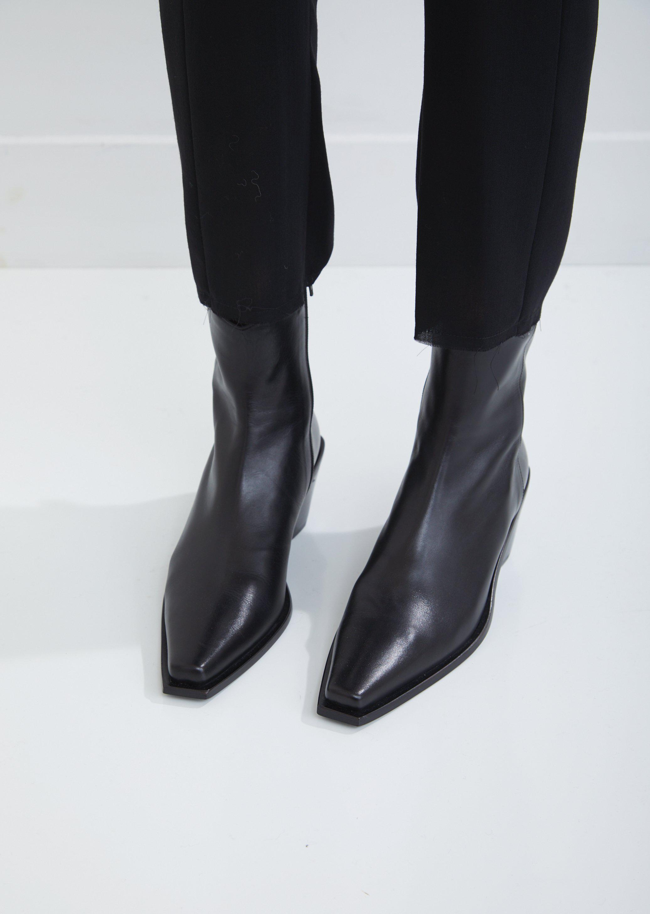 Ann Demeulemeester Leather Heeled Western Ankle Boots in Black - Lyst