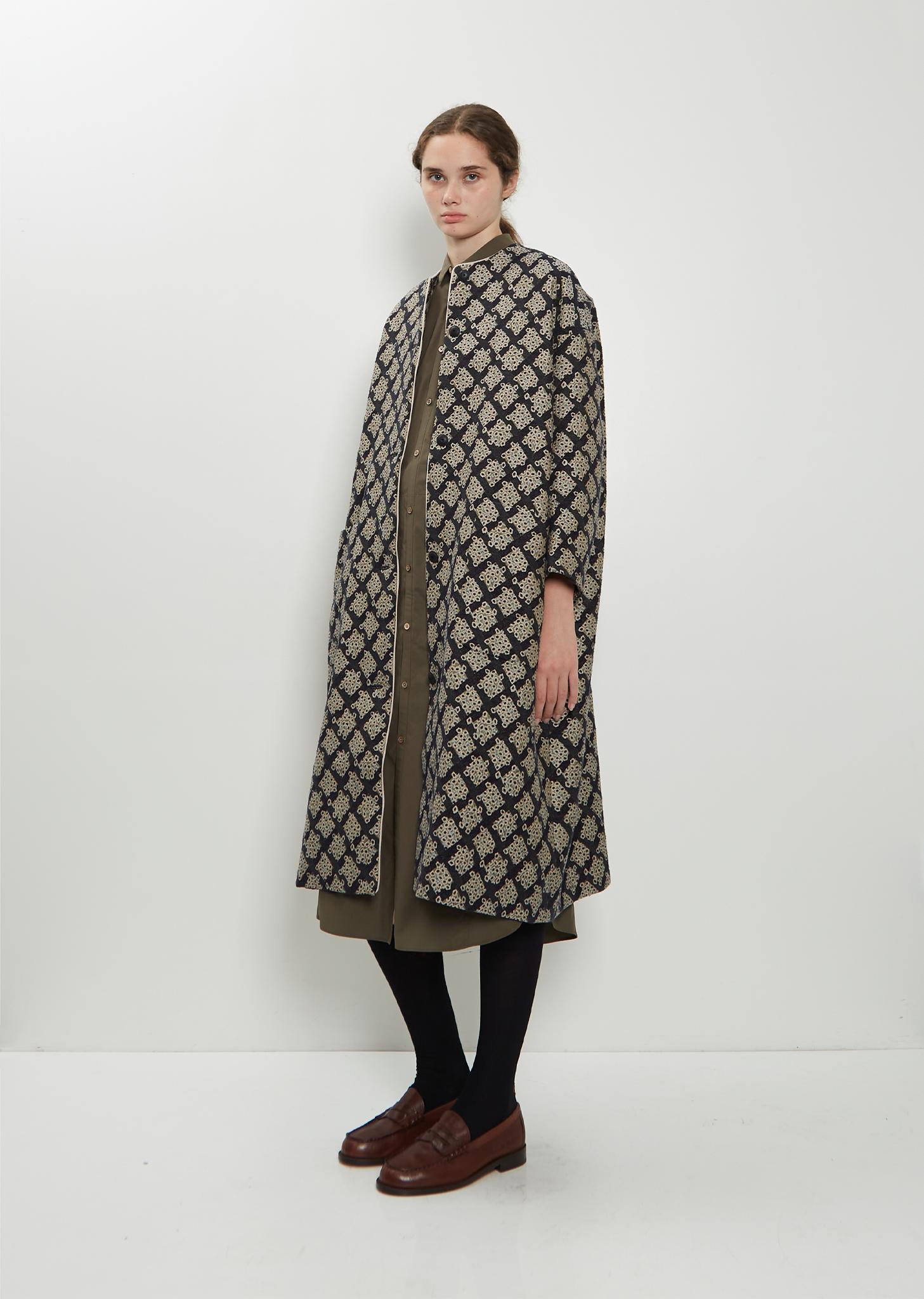 Minä Perhonen Cheerful Collarless Cotton Wool Coat in Natural | Lyst