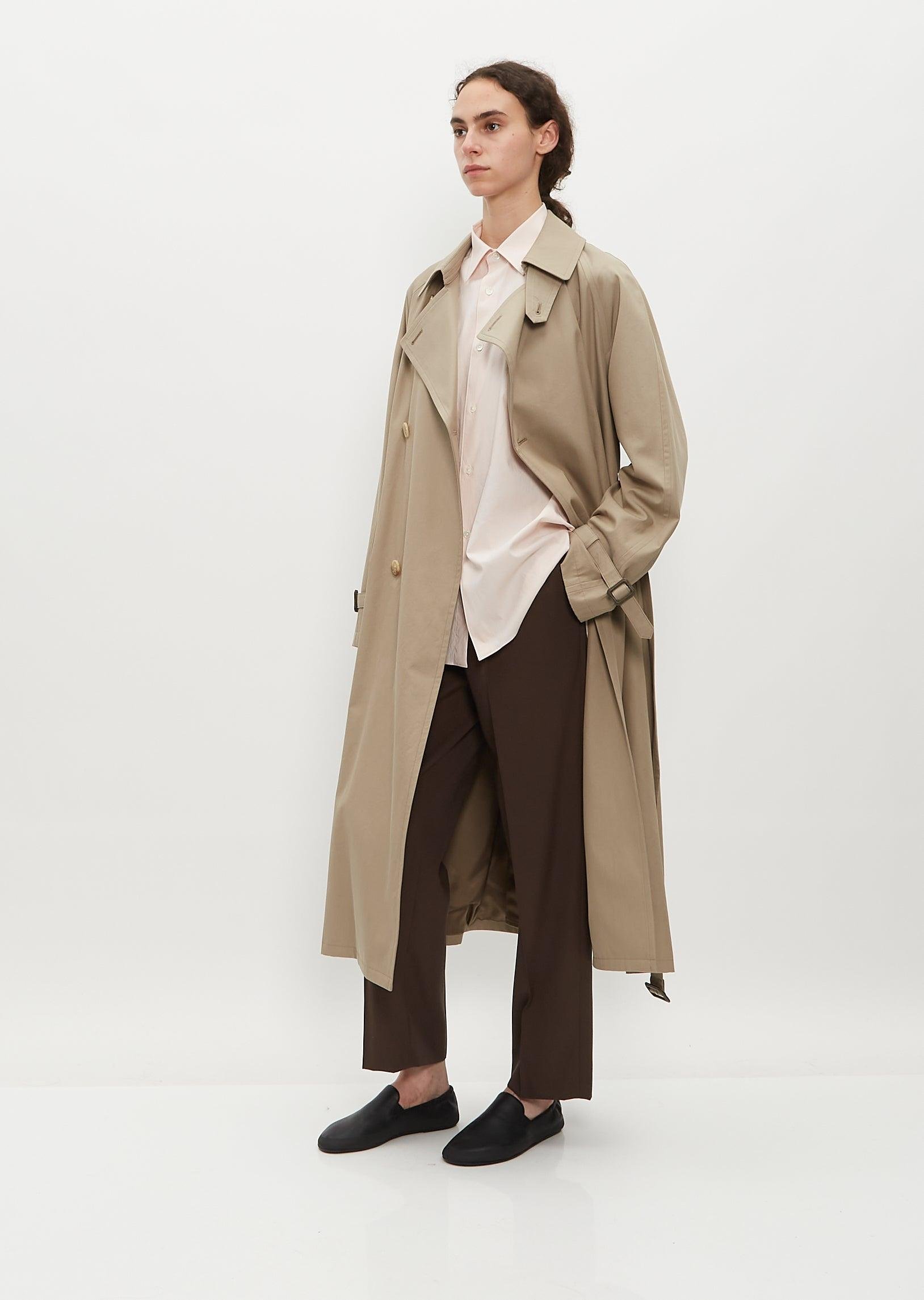 AURALEE Washed Finx Chambray Trench Coat in Natural | Lyst