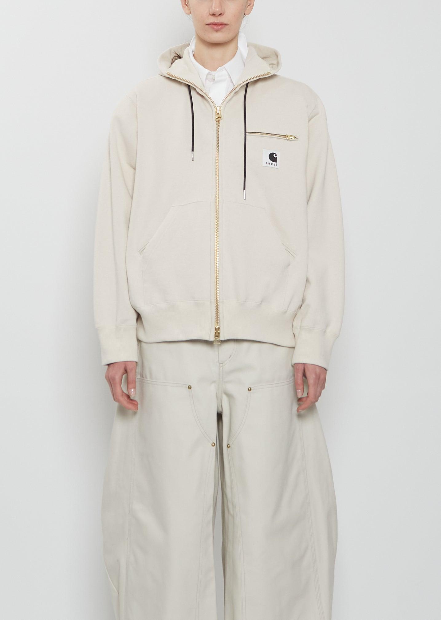 SACAI X CARHARTT WIP Cotton Jersey Hoodie in White | Lyst
