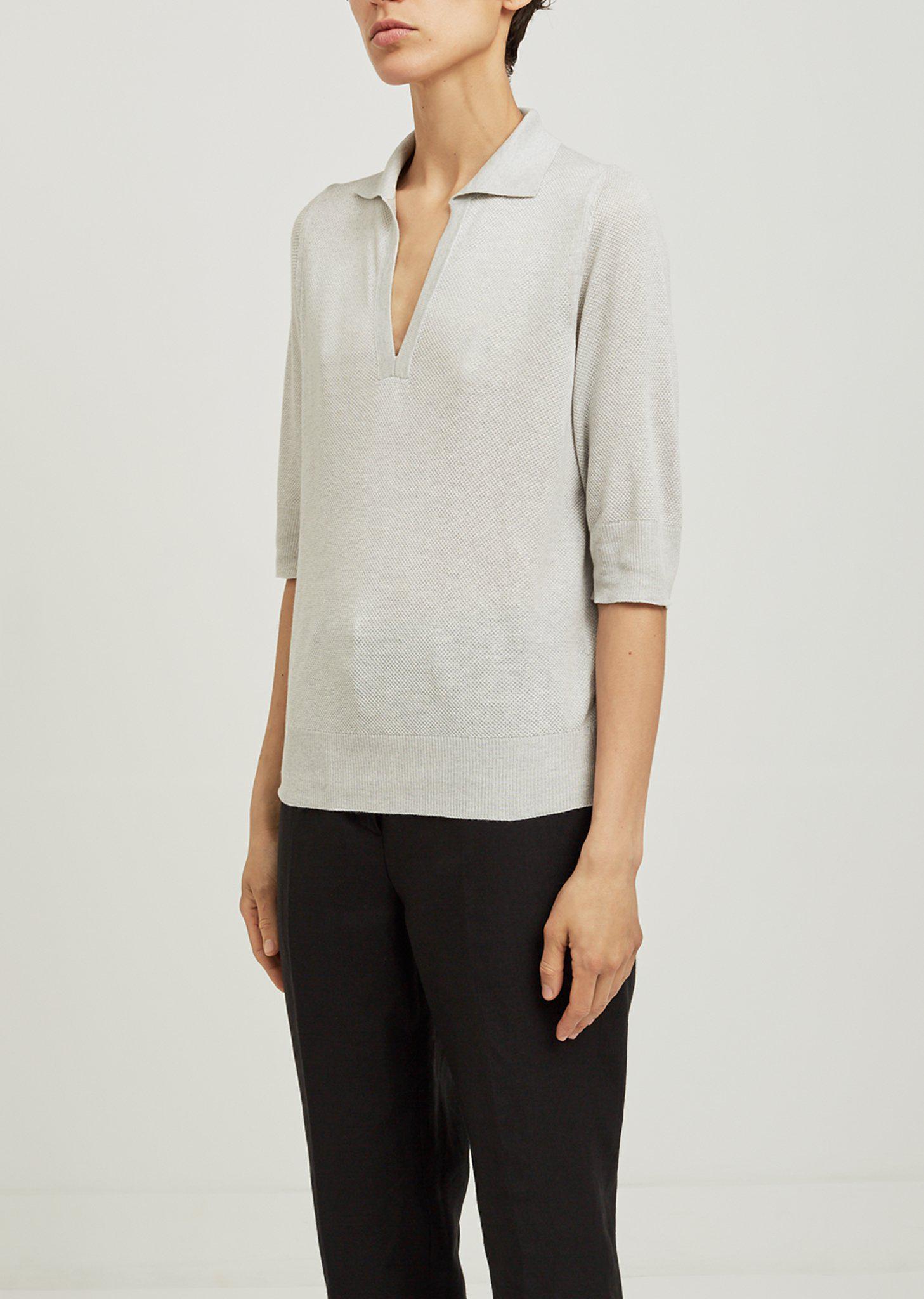 Margaret Howell Pique Open Collar Silk 