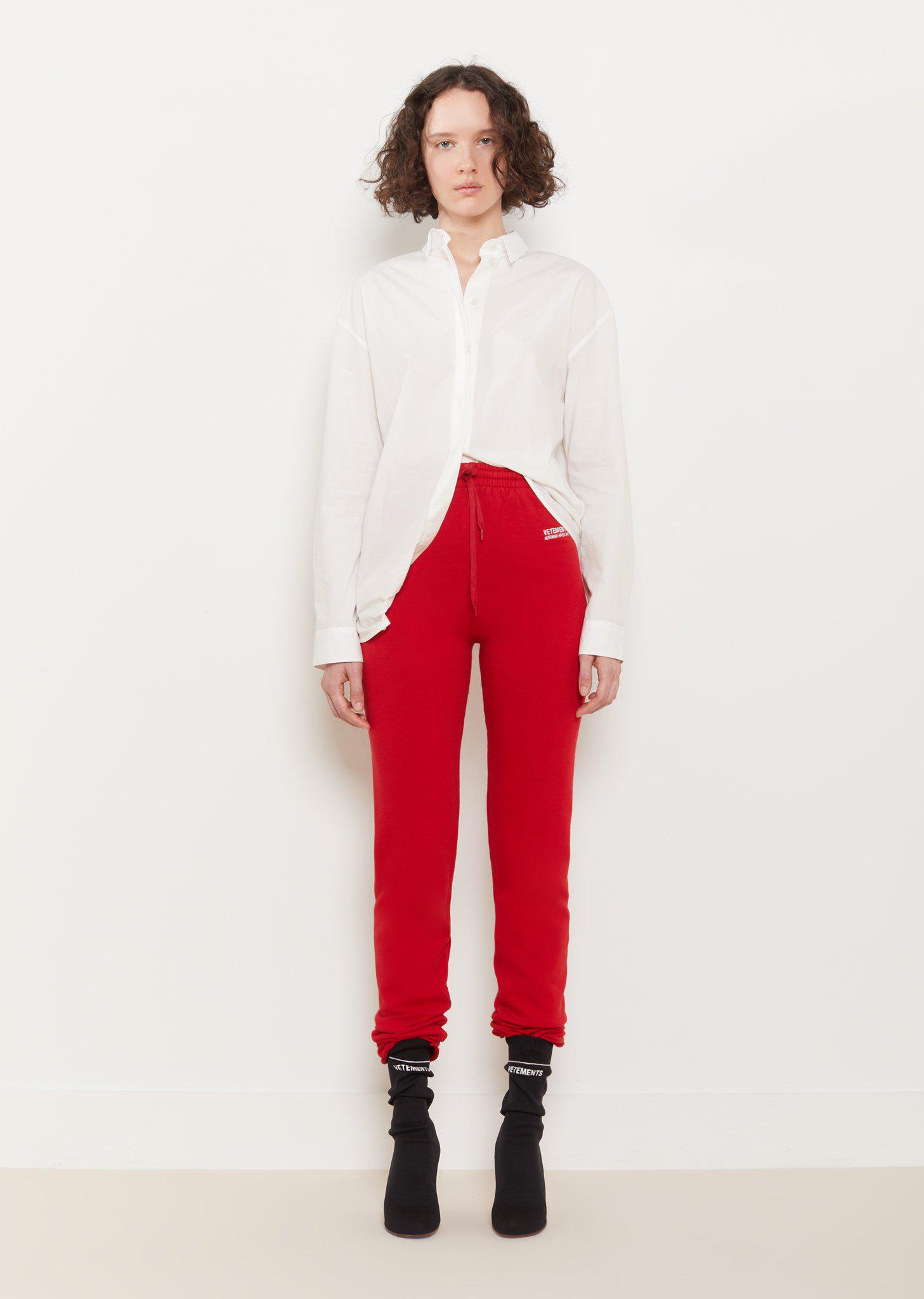 Lyst - Vetements Fitted Jogging Pants in Red