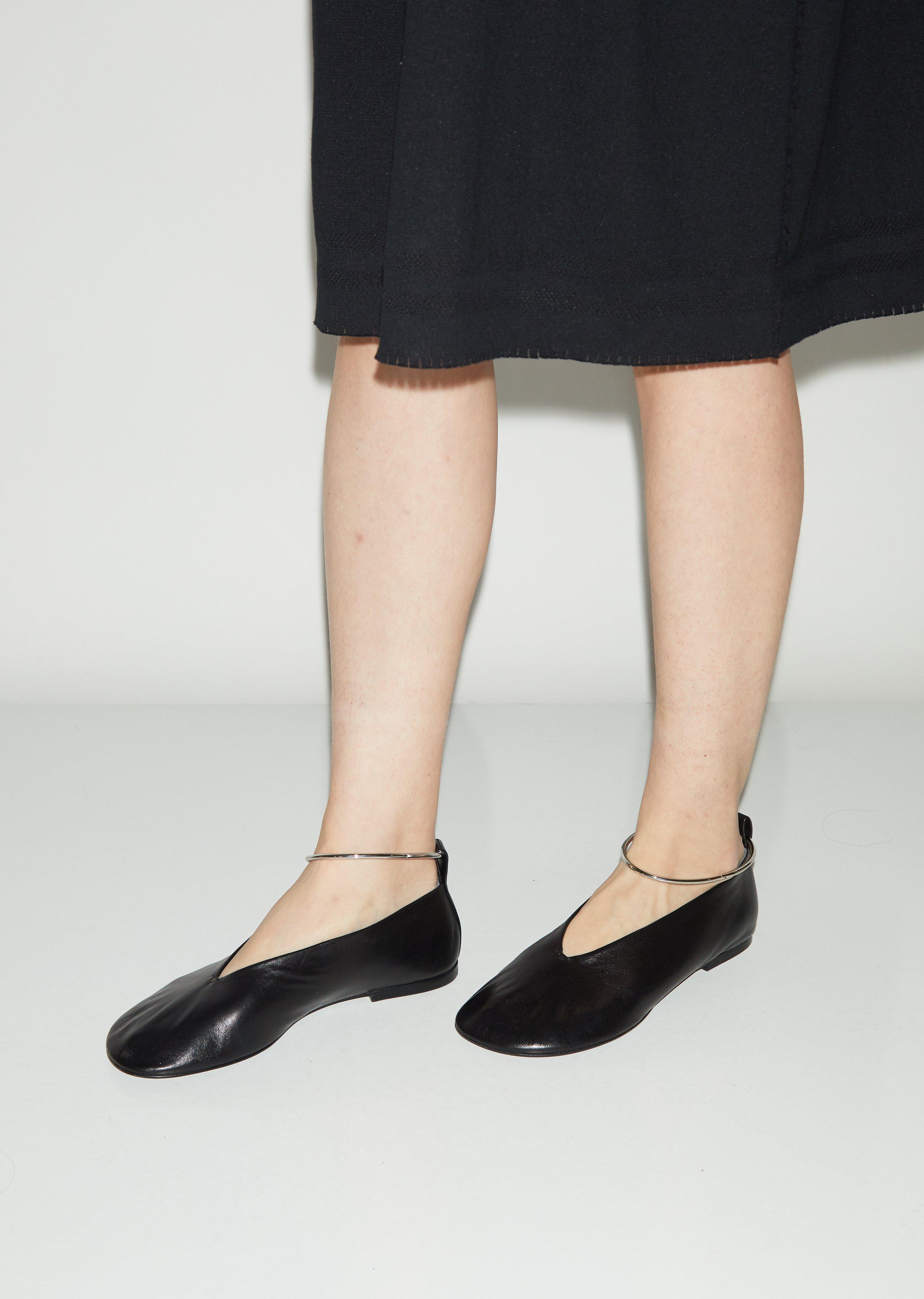 Jil Sander Leather Ballerina in Black | Lyst