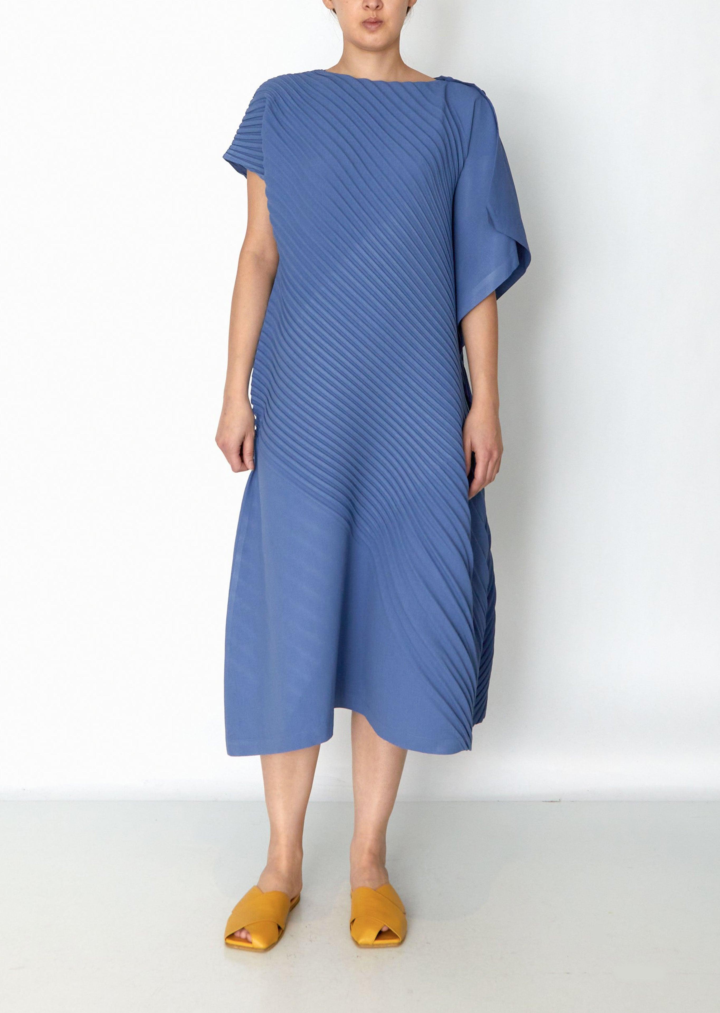 Pleats Please Issey Miyake - Technical-pleated Midi Dress - Womens - Blue
