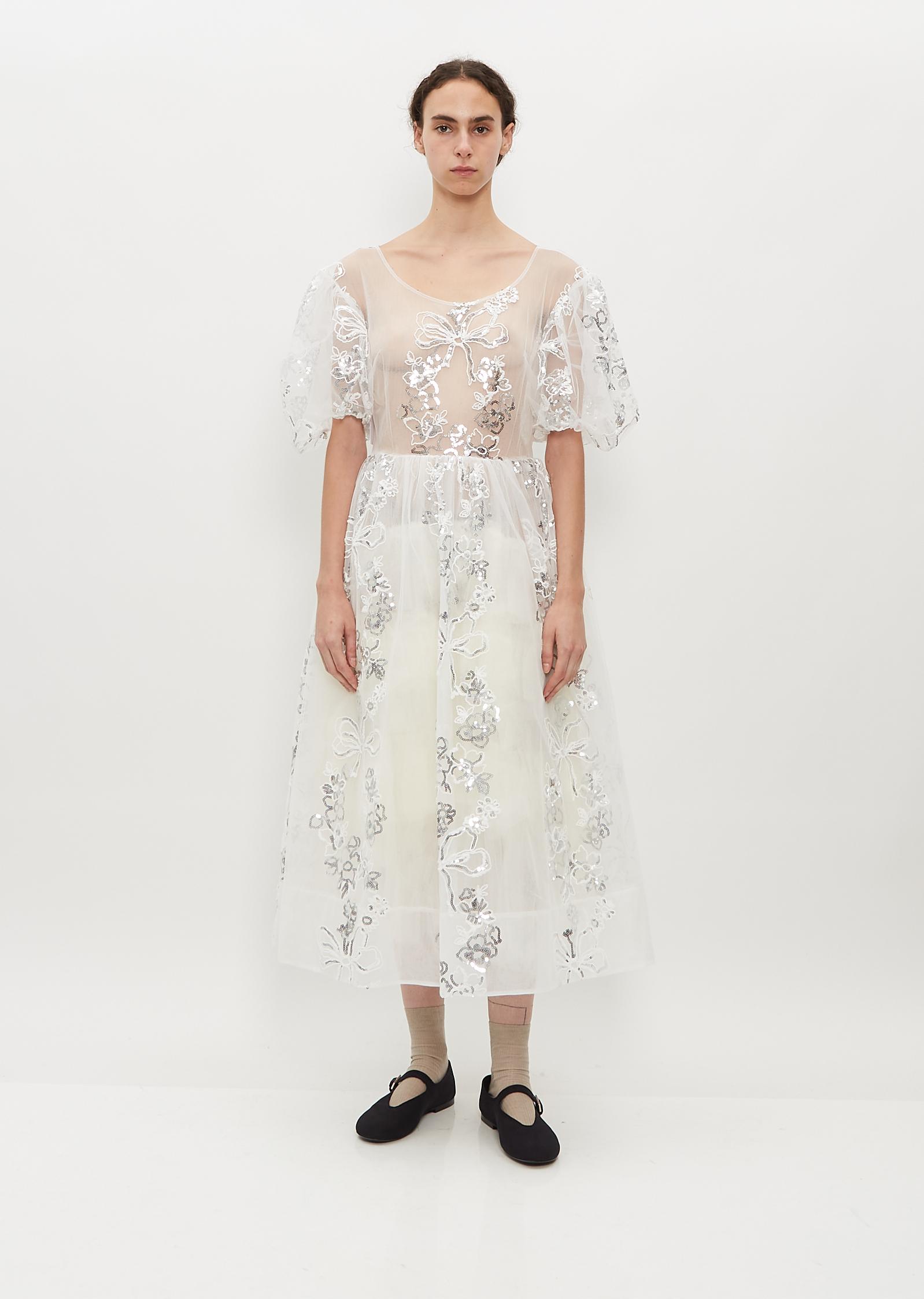 Simone Rocha Puff Sleeve Tutu Dress in White | Lyst