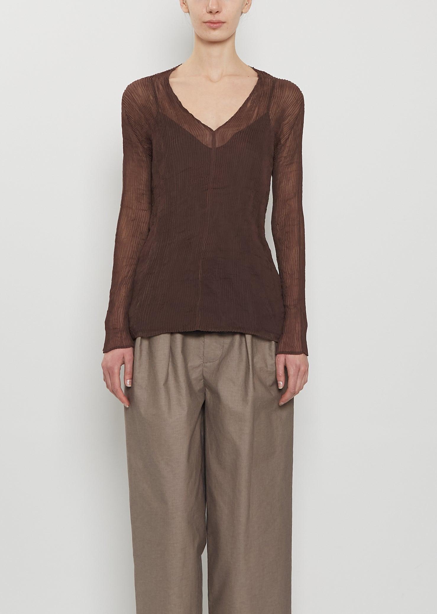 Issey Miyake Chiffon Twist 1 Shirt in Brown | Lyst UK