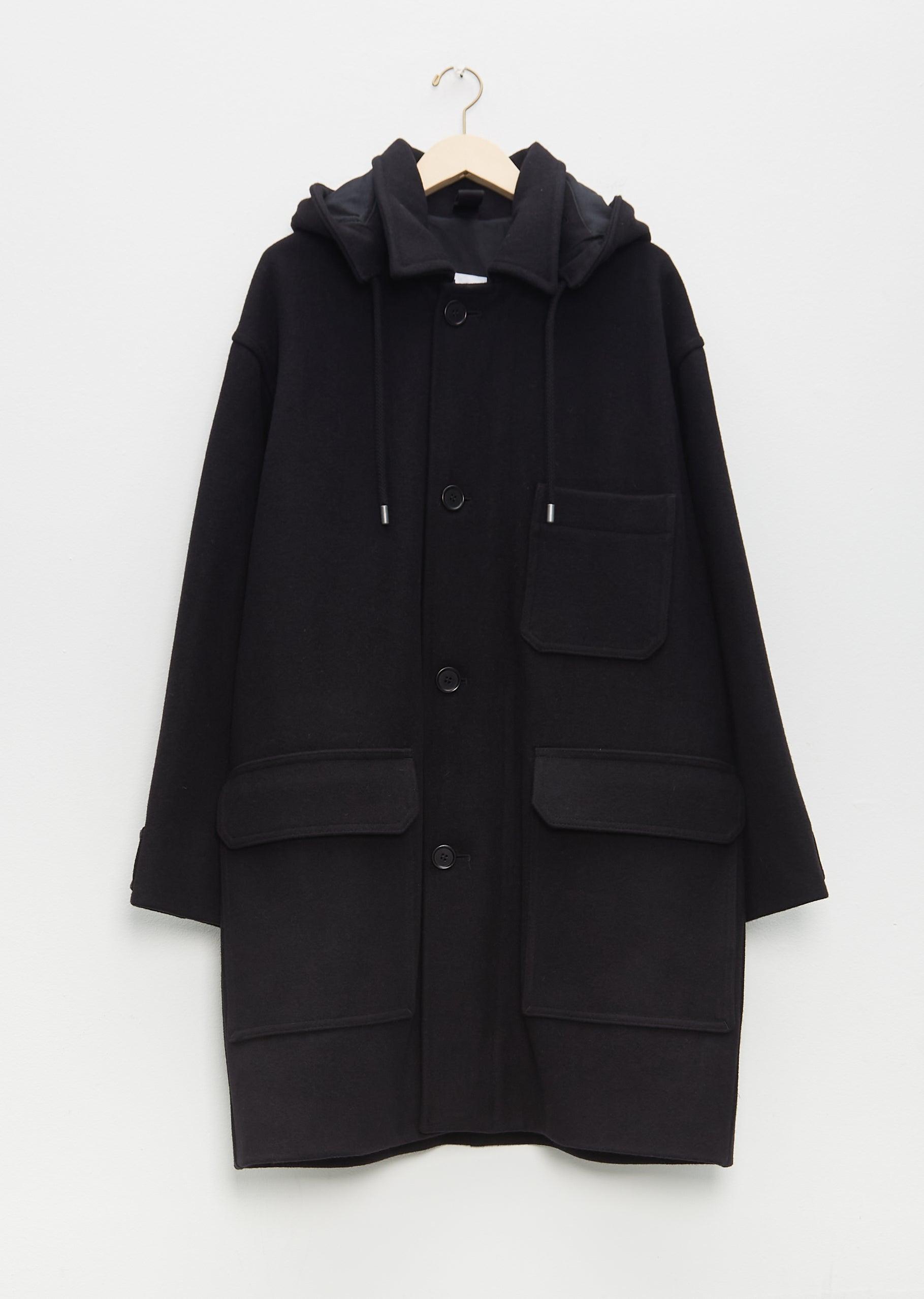 MHL by Margaret Howell Hooded Coat Dense Wool Melton in Blue