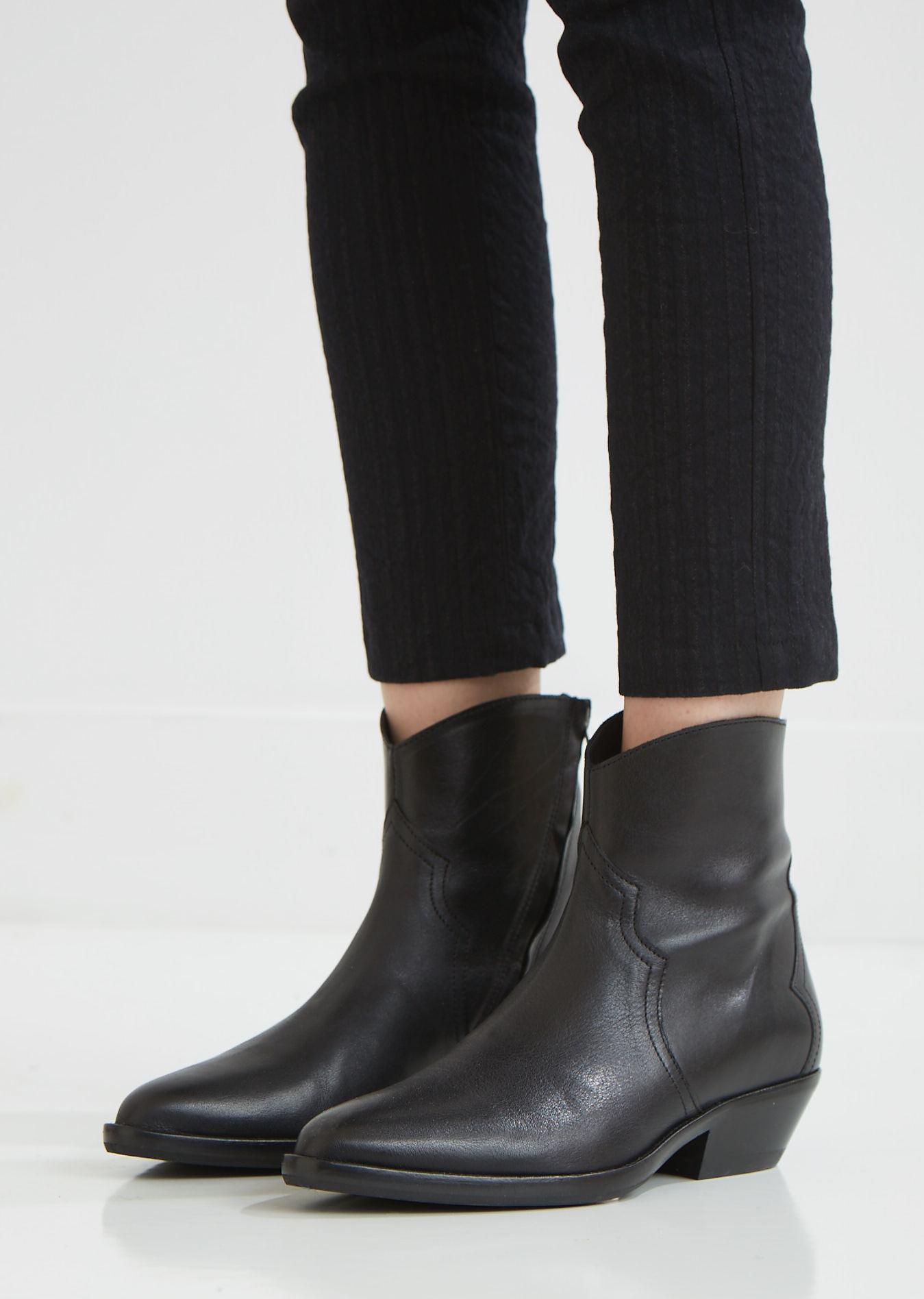 Isabel Marant Dantsee Leather Ankle Boots in Black - Lyst