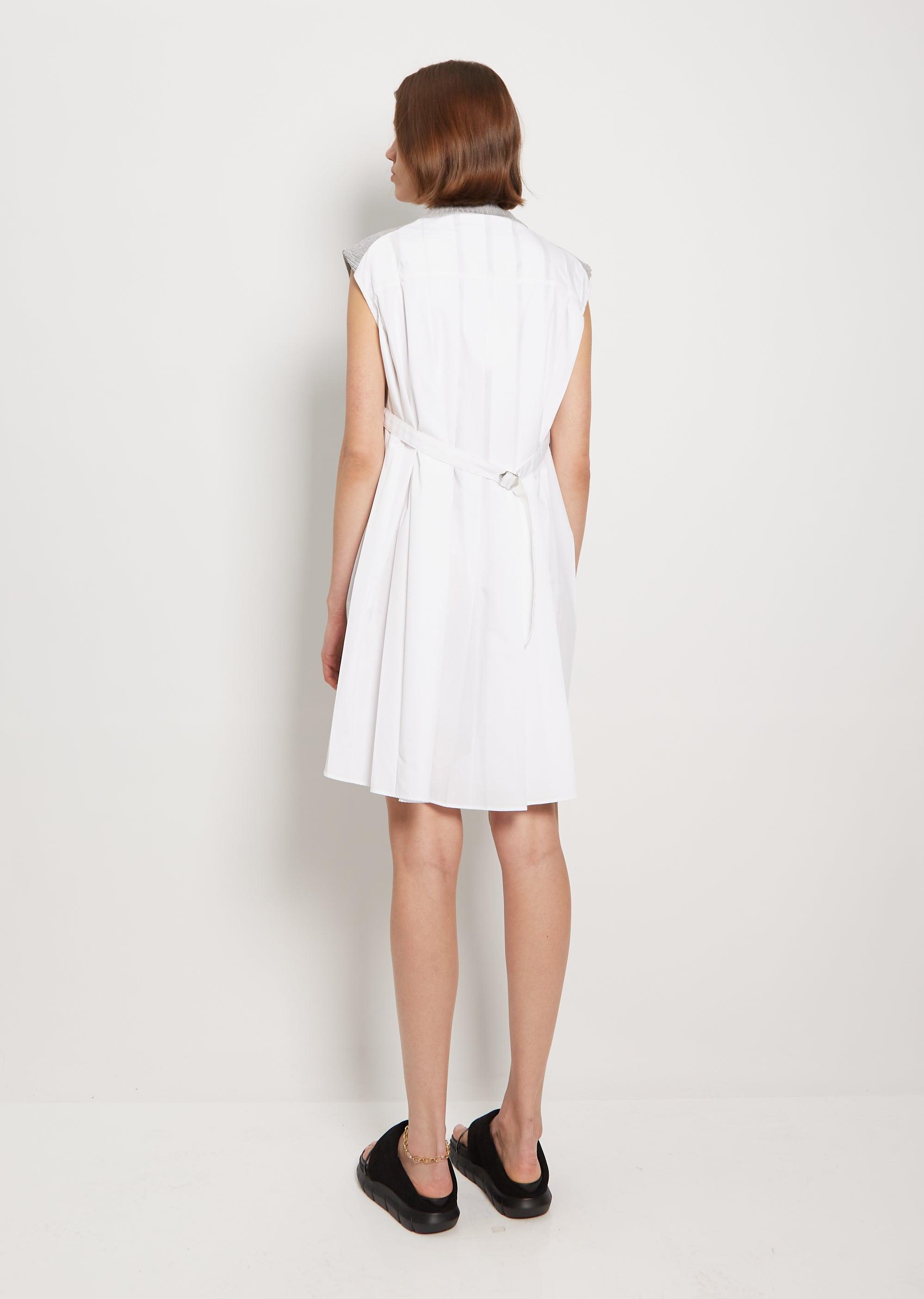 Sacai Cotton Poplin X Cotton Knit Dress in White | Lyst