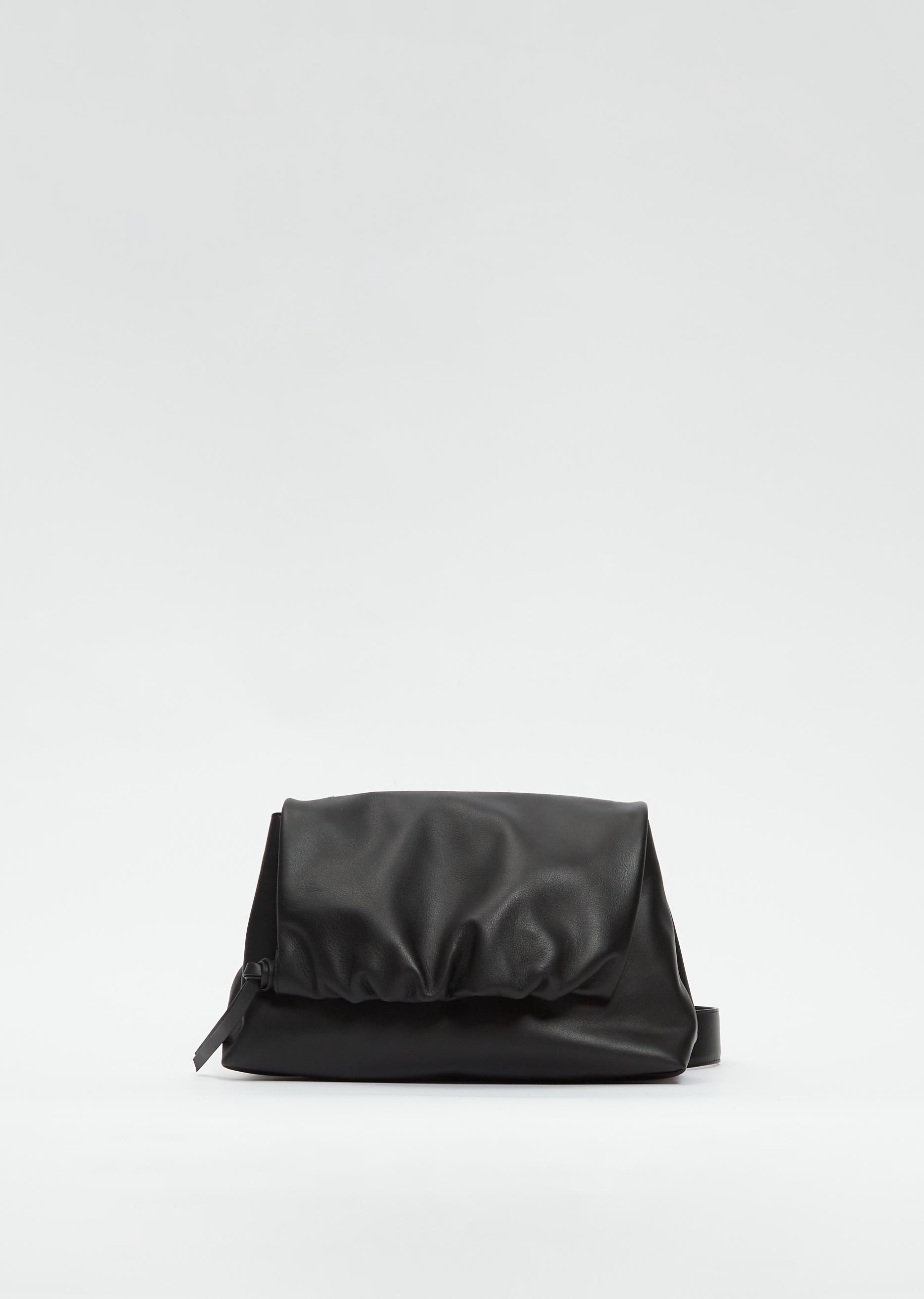 Dries Van Noten Gathered Leather Handbag in Black | Lyst