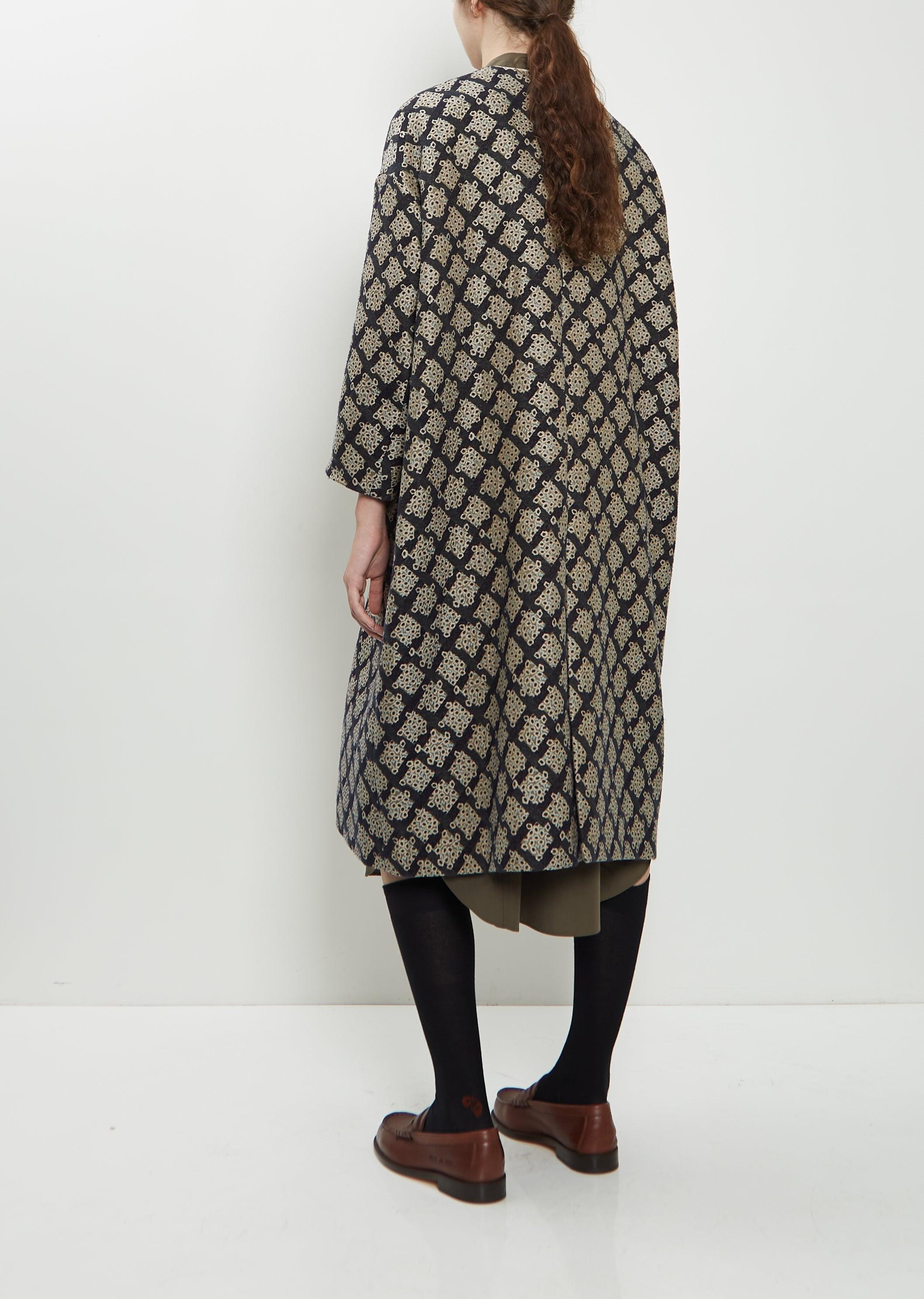 Minä Perhonen Cheerful Collarless Cotton Wool Coat in Natural | Lyst
