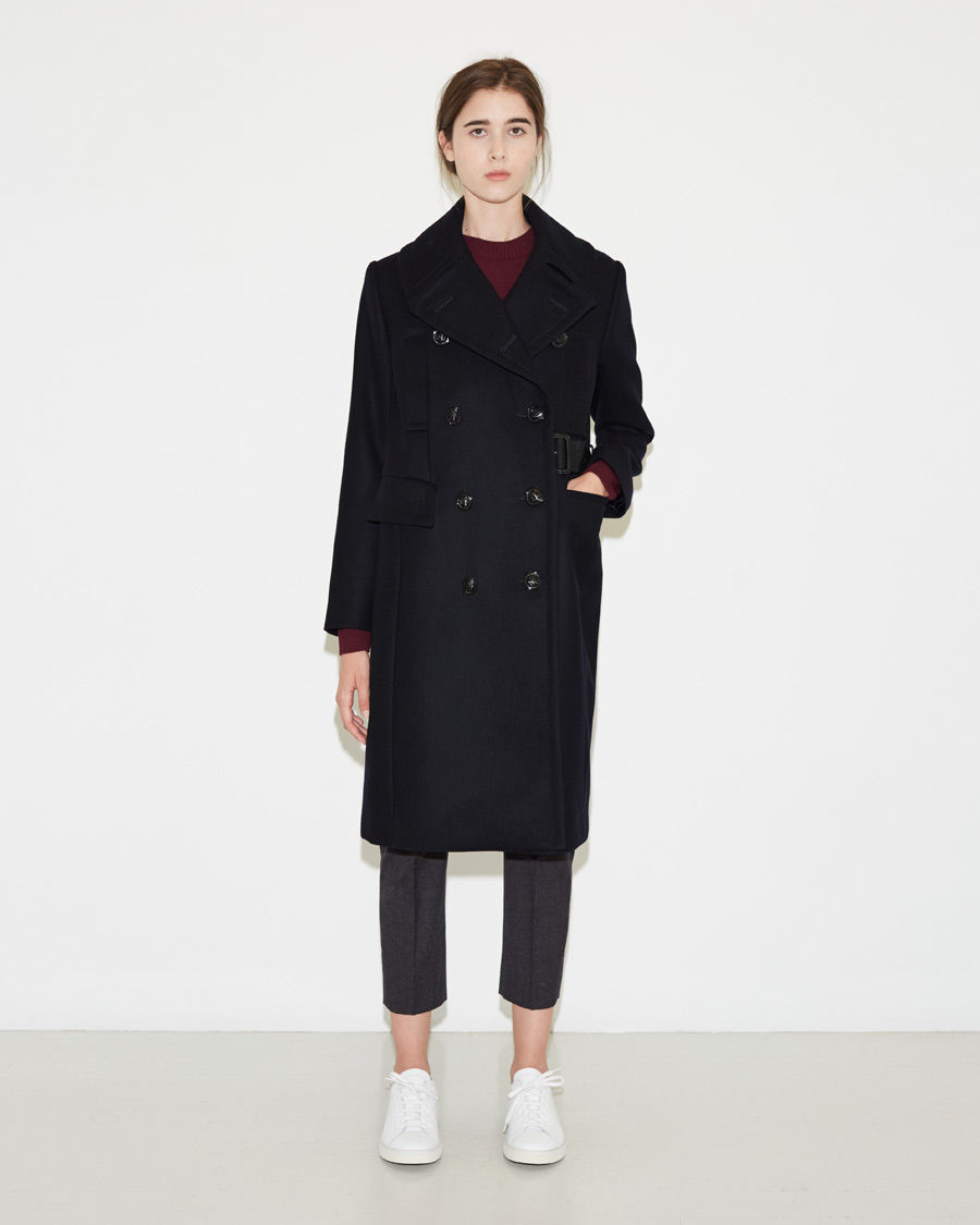 sacai wool melton coat