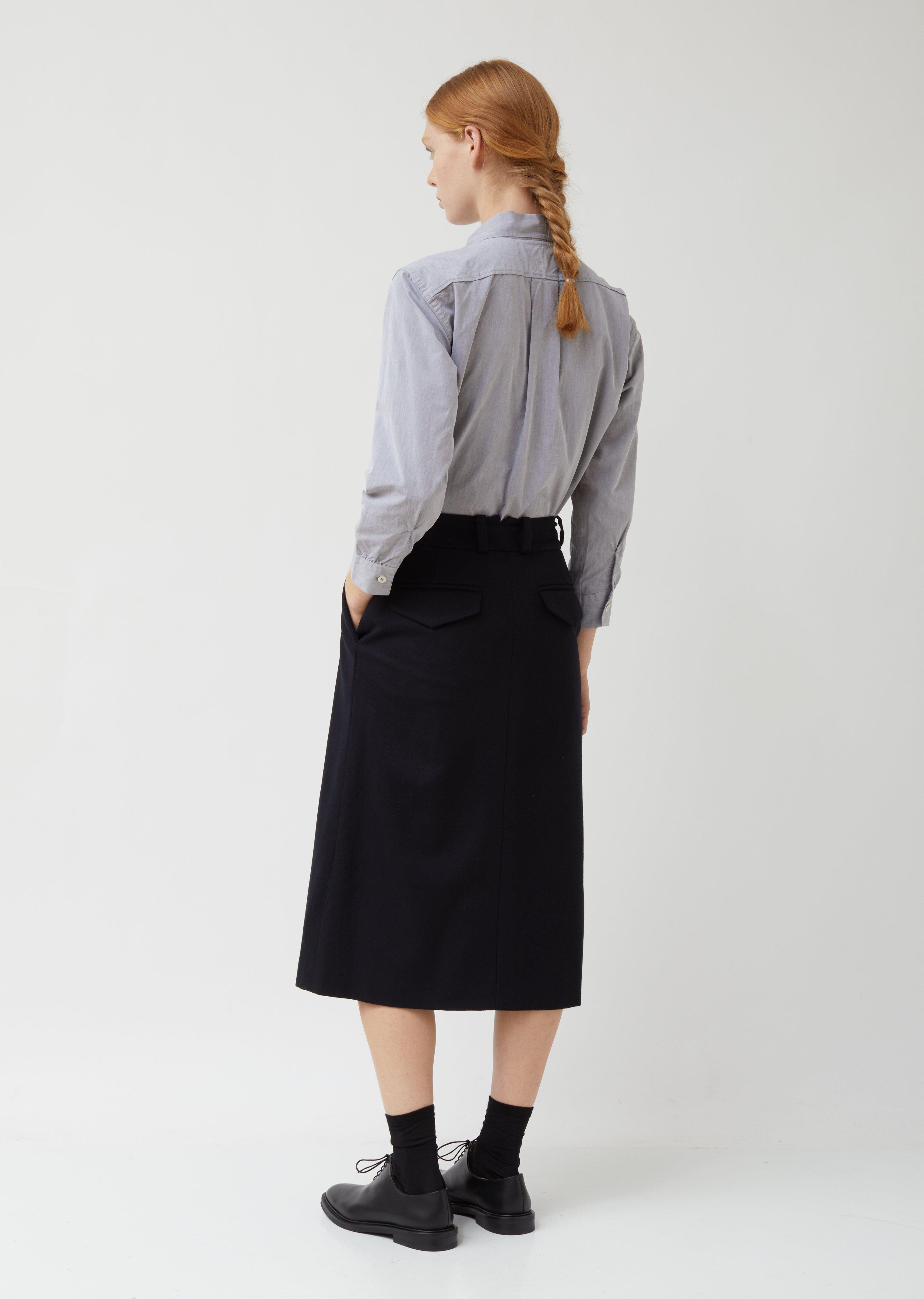 Margaret Howell Wool Pleated Skirt in Dark Navy (Blue) - Lyst
