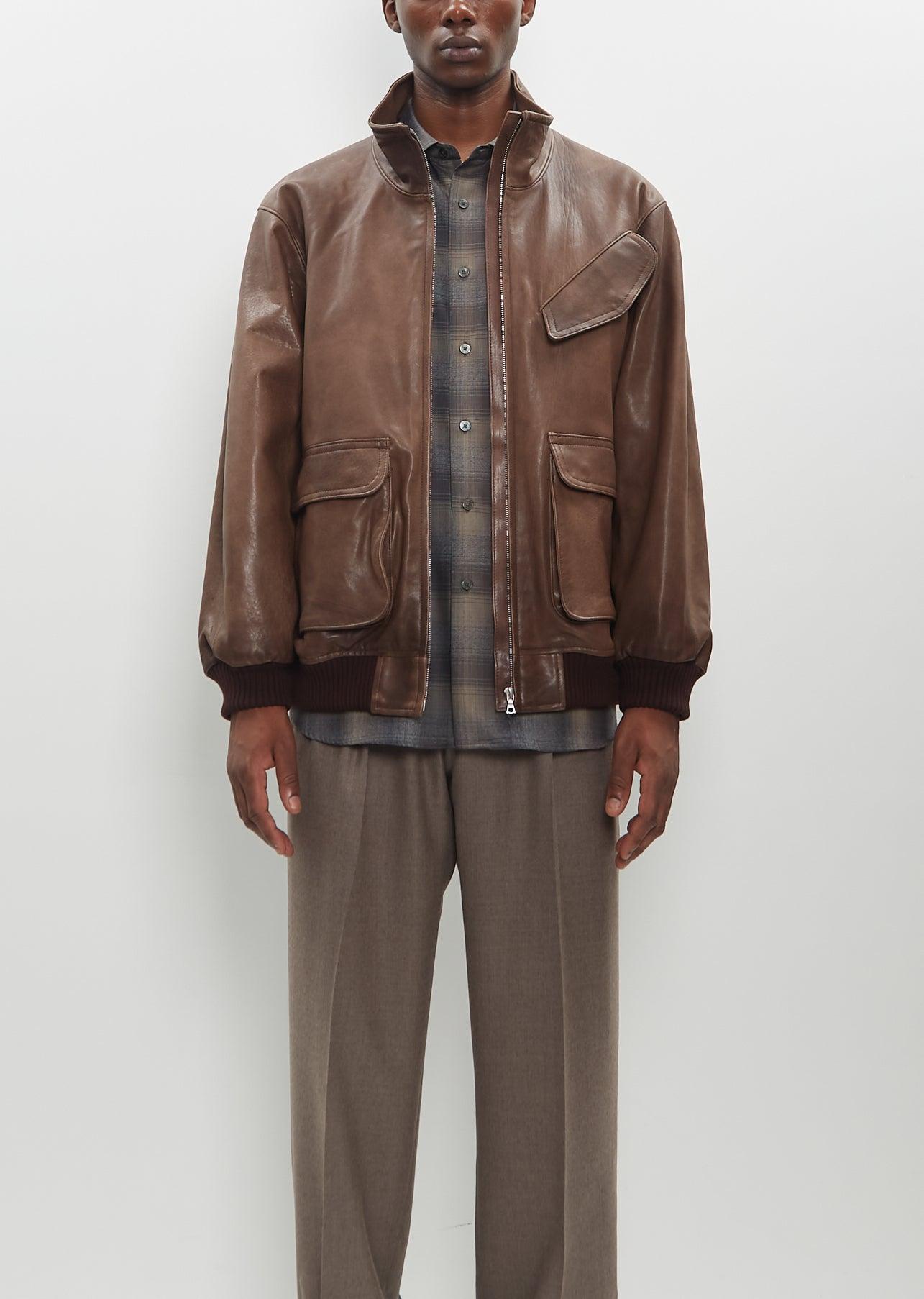 AURALEE Leather Zip Blouson in Brown | Lyst AURALEE Leather Zip Blouson in Brown | Lyst