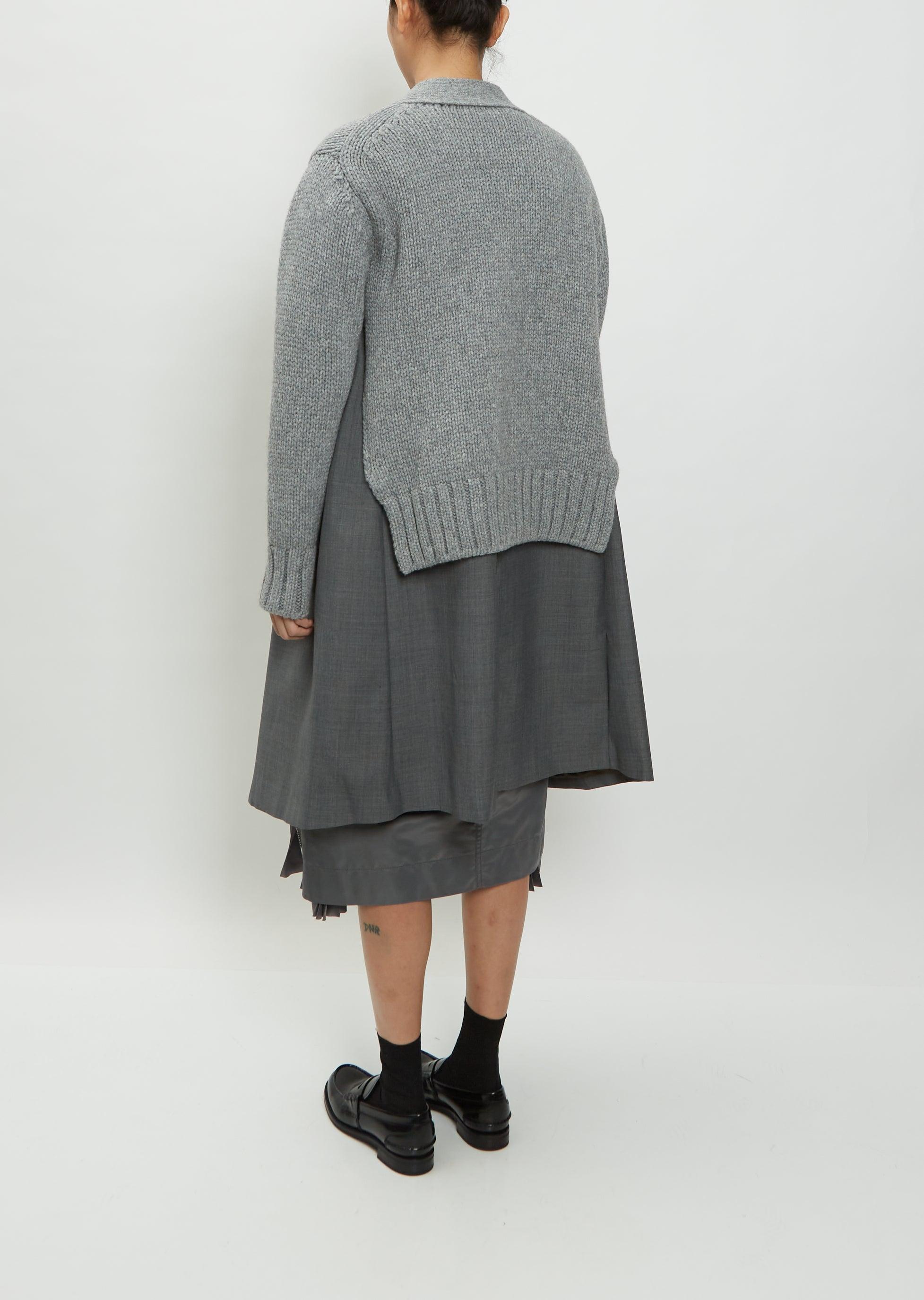 Sacai Women's Gray Wool Suiting X Knit Cardigan
