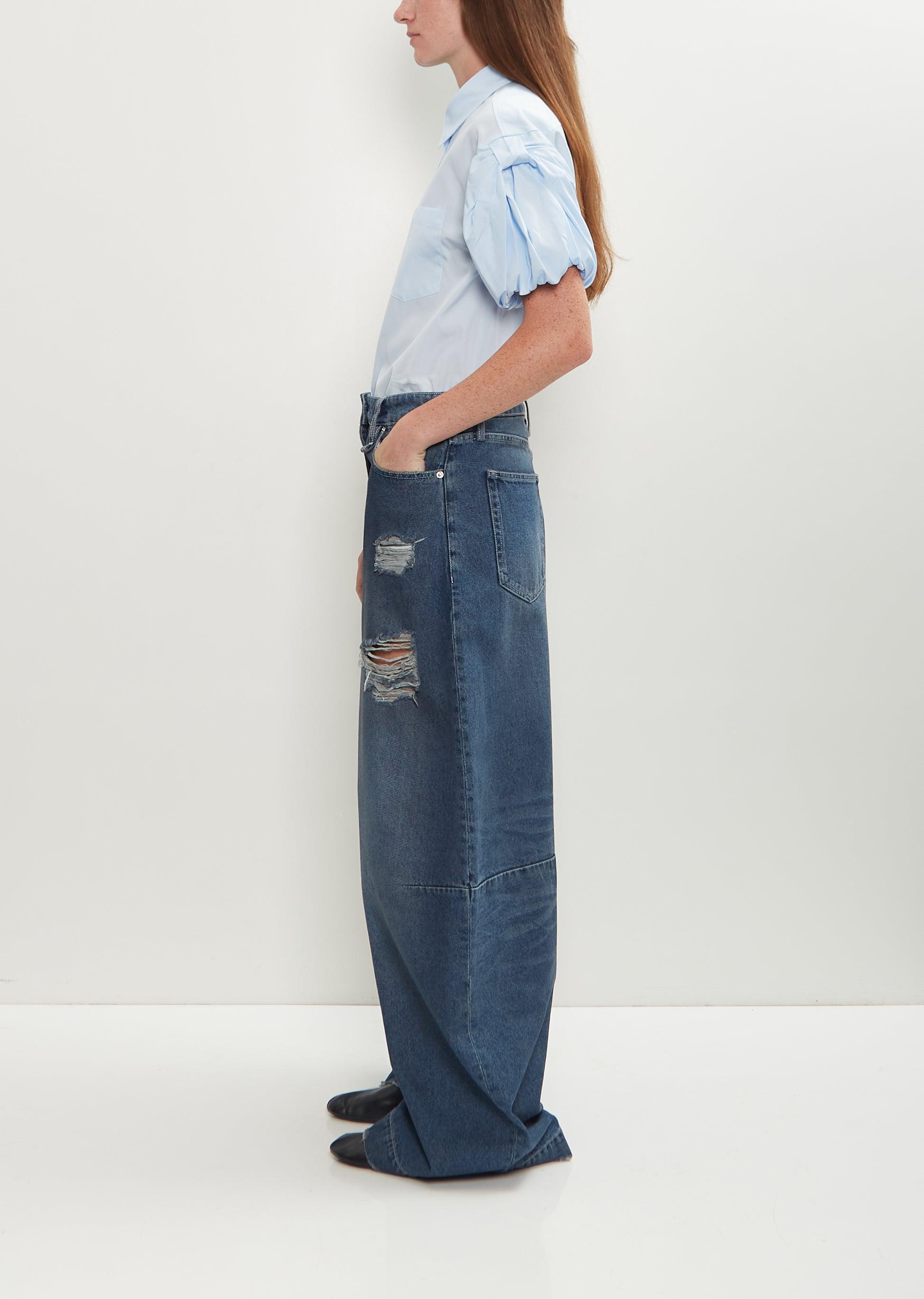 Simone Rocha Distressed Wide Leg Puddle Jeans in Blue | Lyst UK