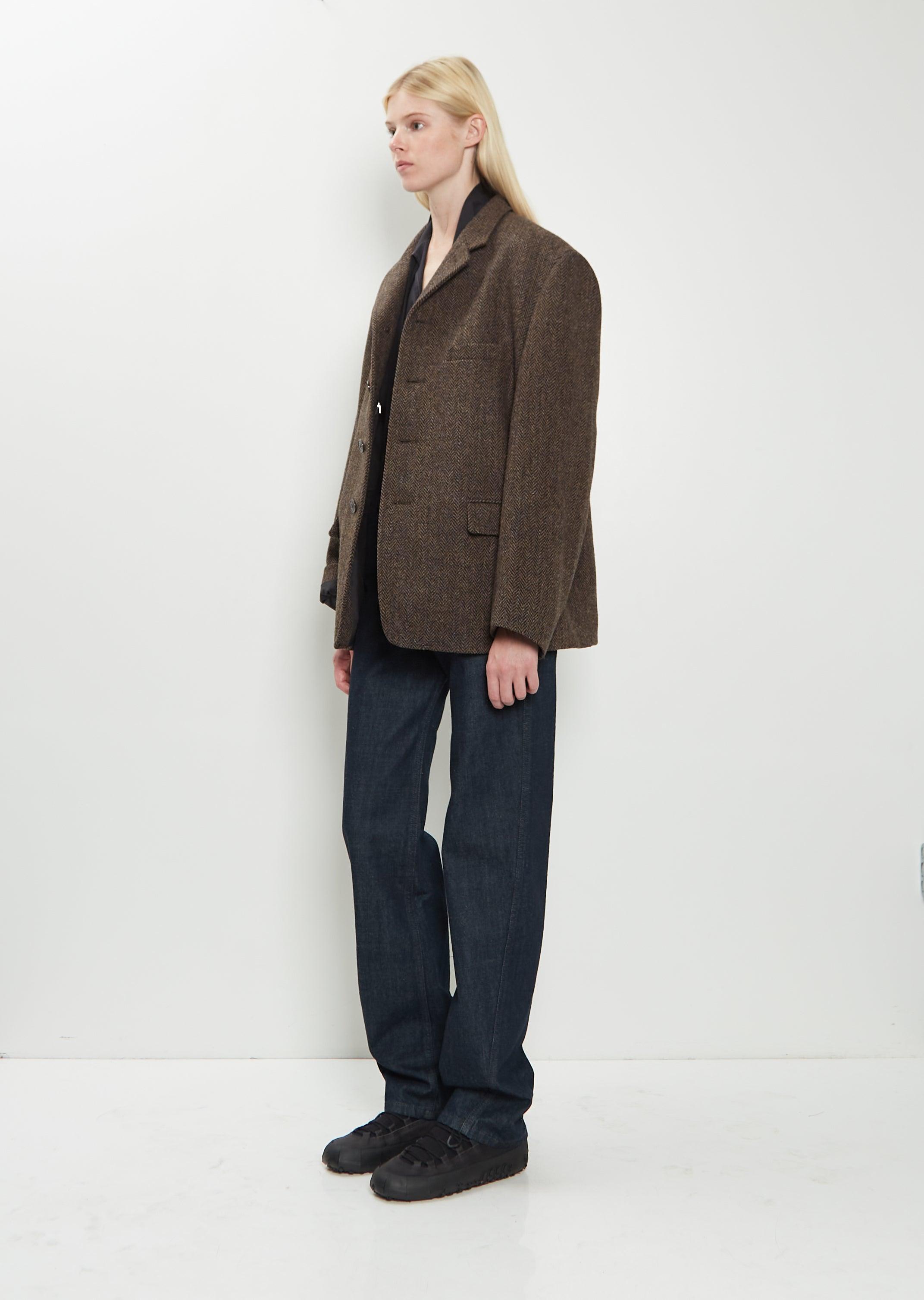 Lemaire Harris Tweed Boxy Tailored Jacket in Brown | Lyst