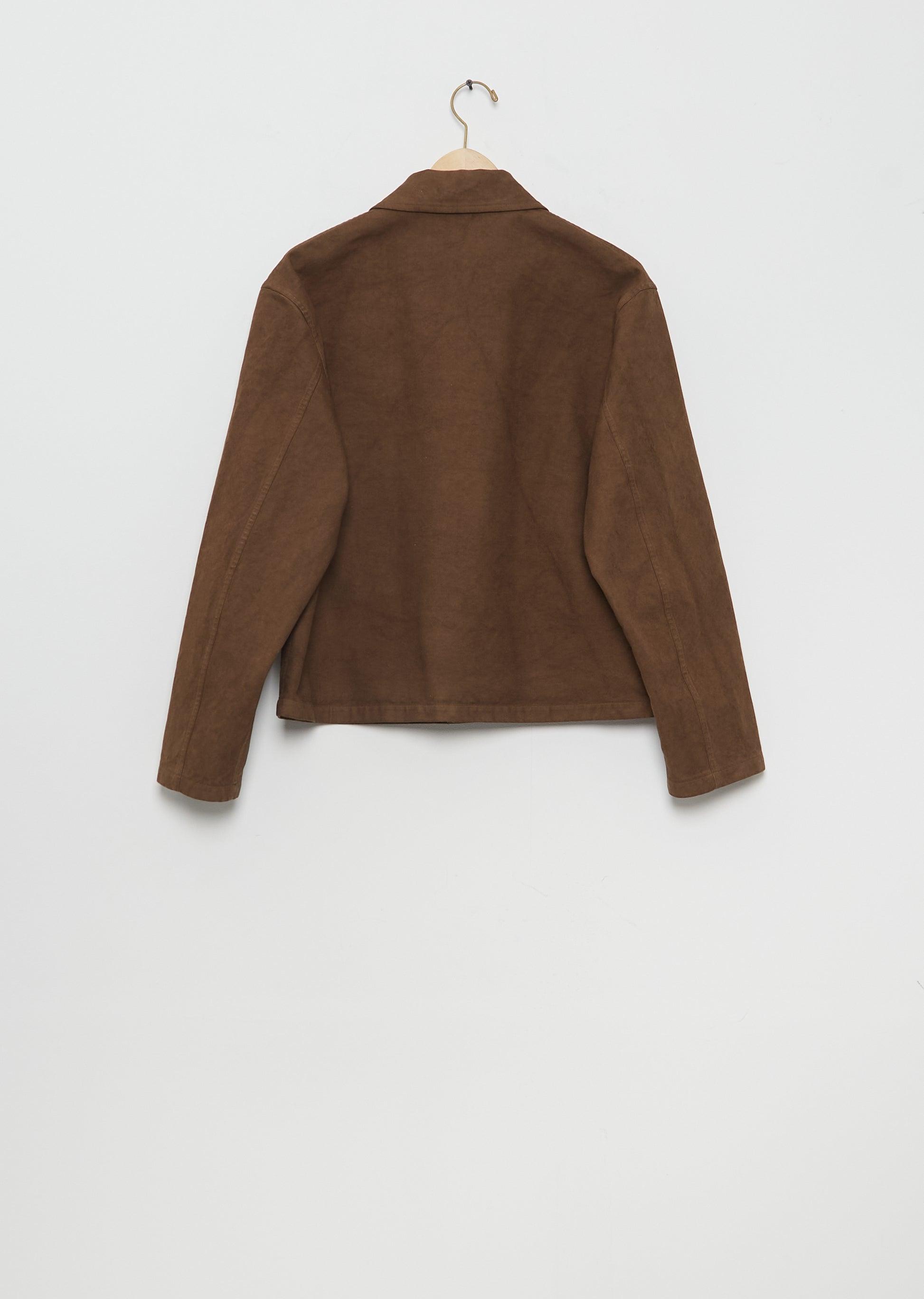 AURALEE Organic Cotton Heavy Twill Short Work Jacket in Brown