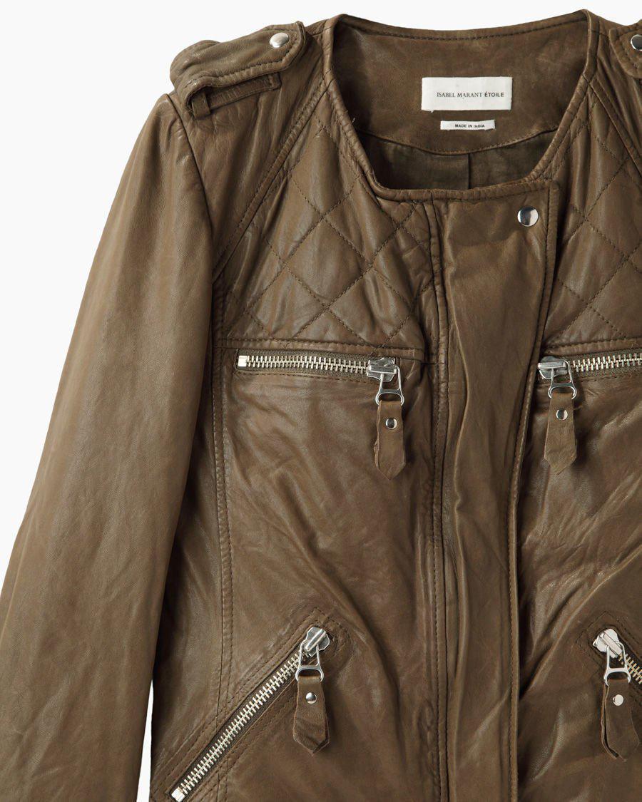 Lyst Étoile Isabel Marant Kady Leather Jacket In Green Gallery