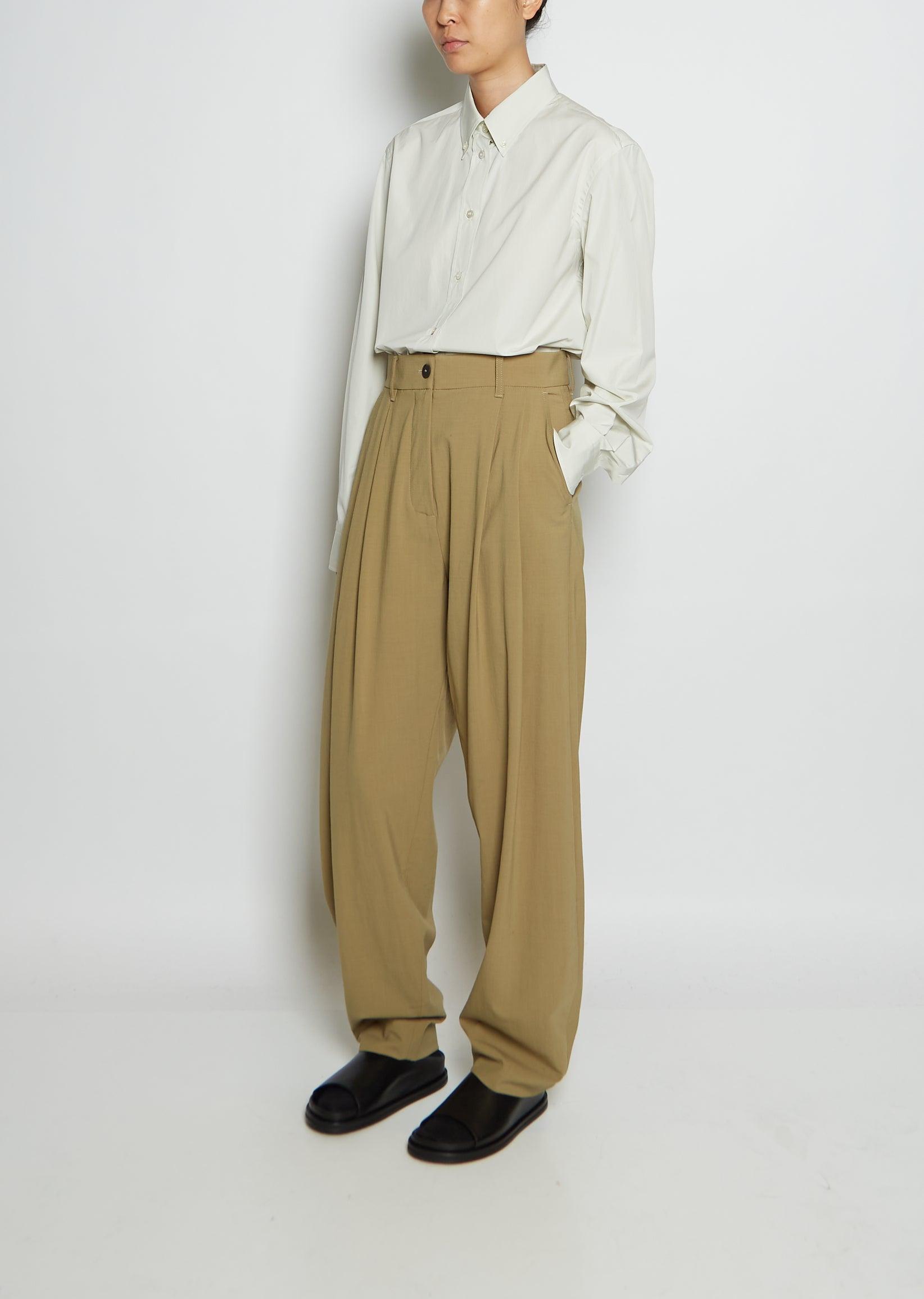 Studio Nicholson Bolin Double Pleat Wool Pants in Natural | Lyst