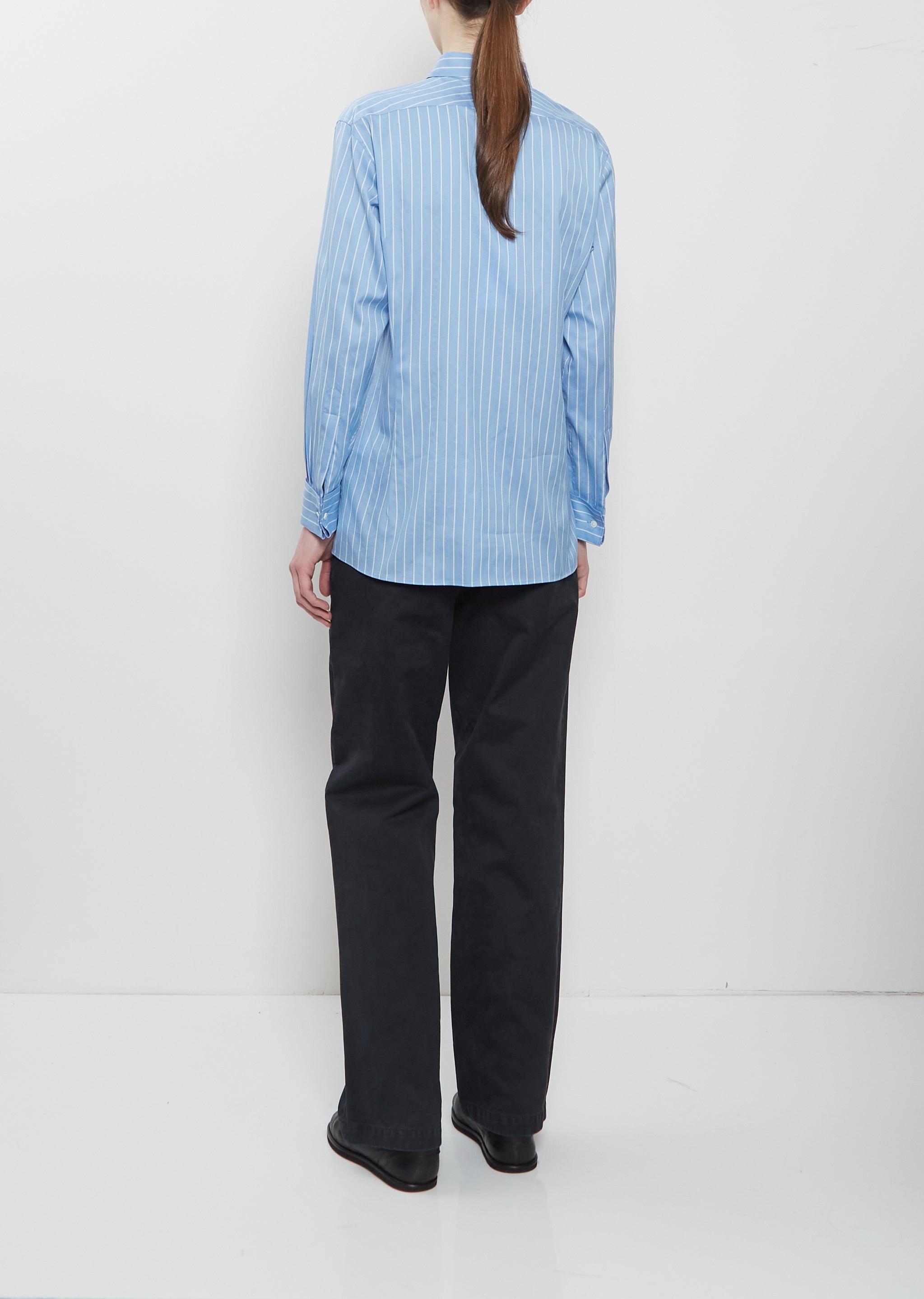 AURALEE Cotton Silk Stripe Double-cuff Shirt in Blue | Lyst