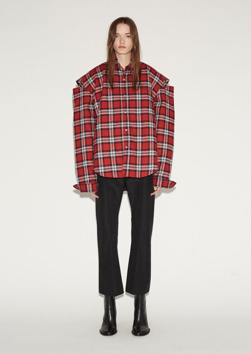 Vetements Flannel Shirt Jacket in Red Check (Red) - Lyst