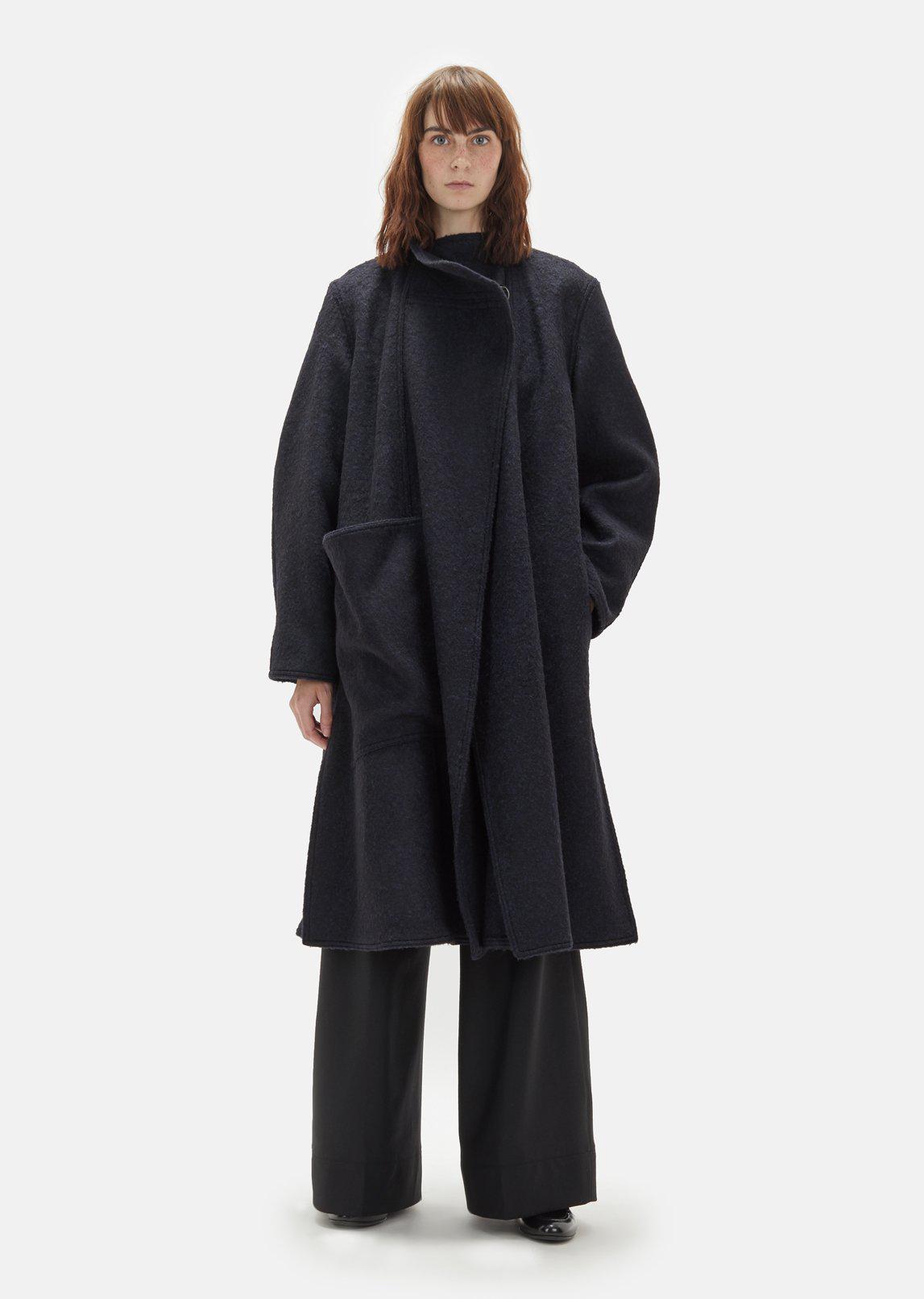 Lyst - Lemaire Wool Wrapover Coat in Blue