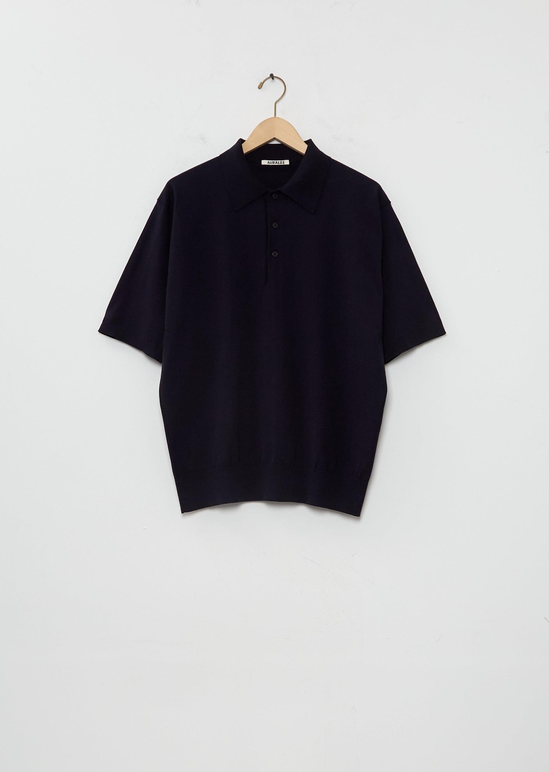 AURALEE Giza High Gauge Knit Polo in Blue | Lyst UK