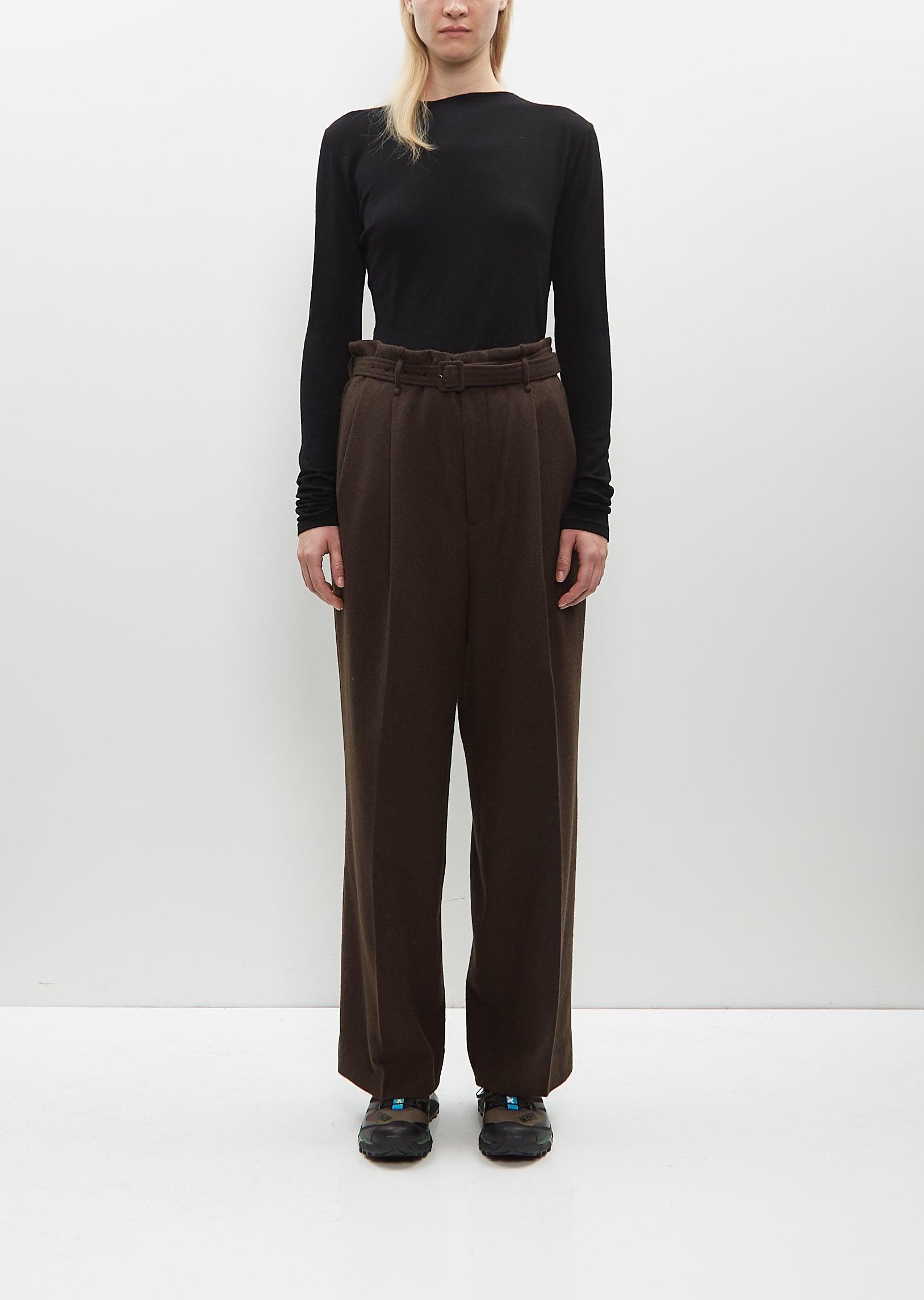 AURALEE Baby Camel Flannel Slacks in Brown | Lyst UK