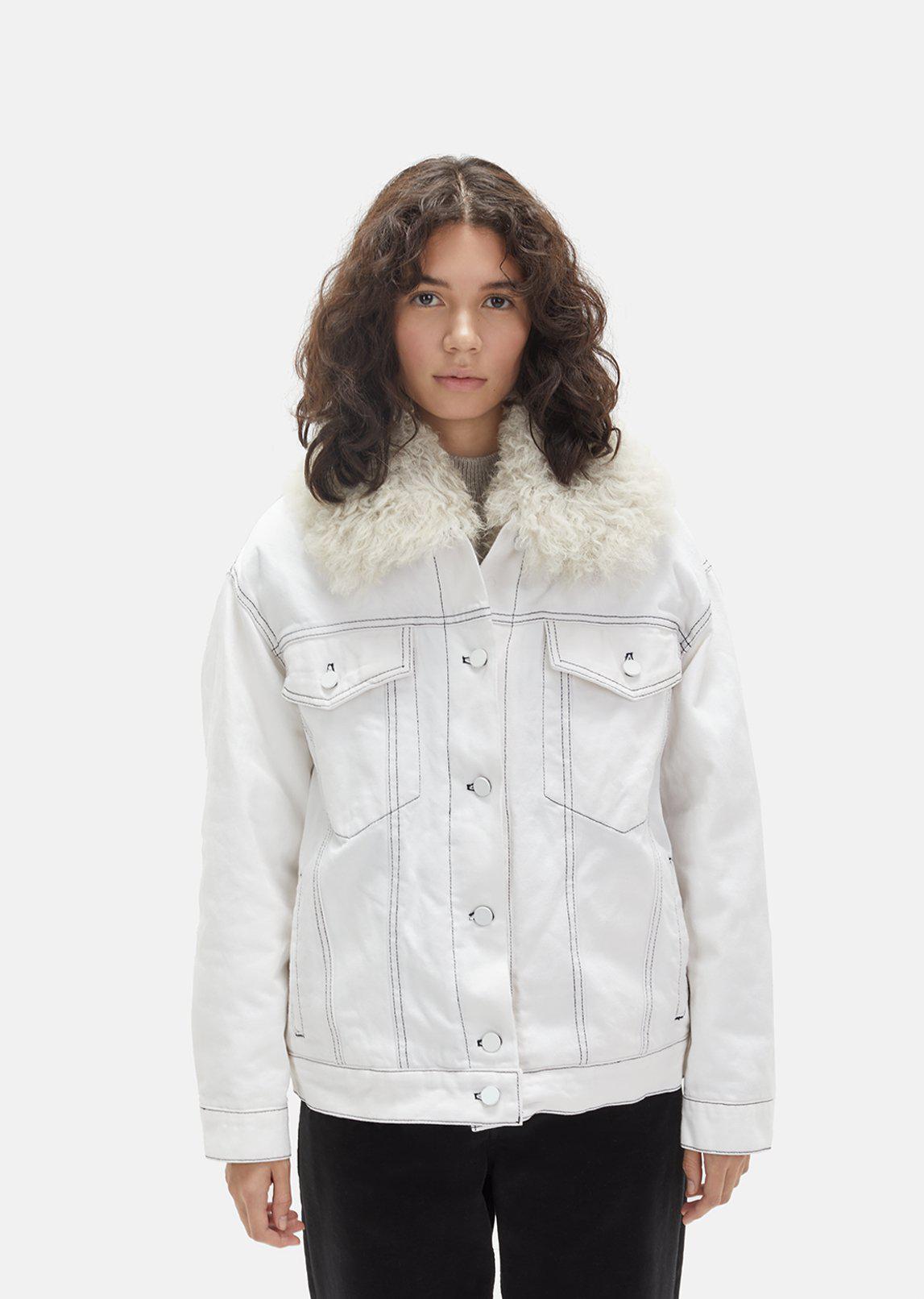 white denim jacket with fur