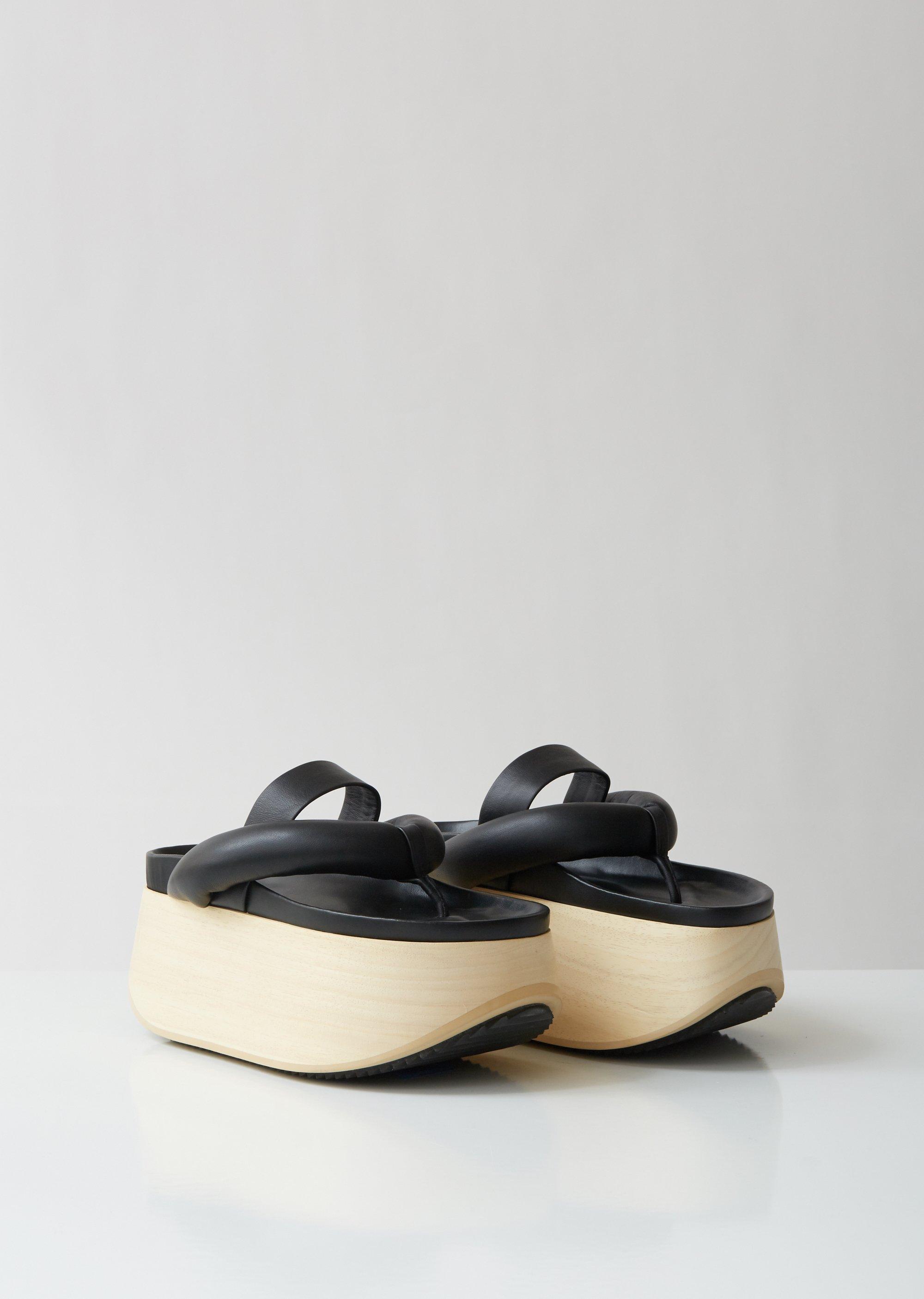 Jil Sander Leather Platform Sandals in Black | Lyst