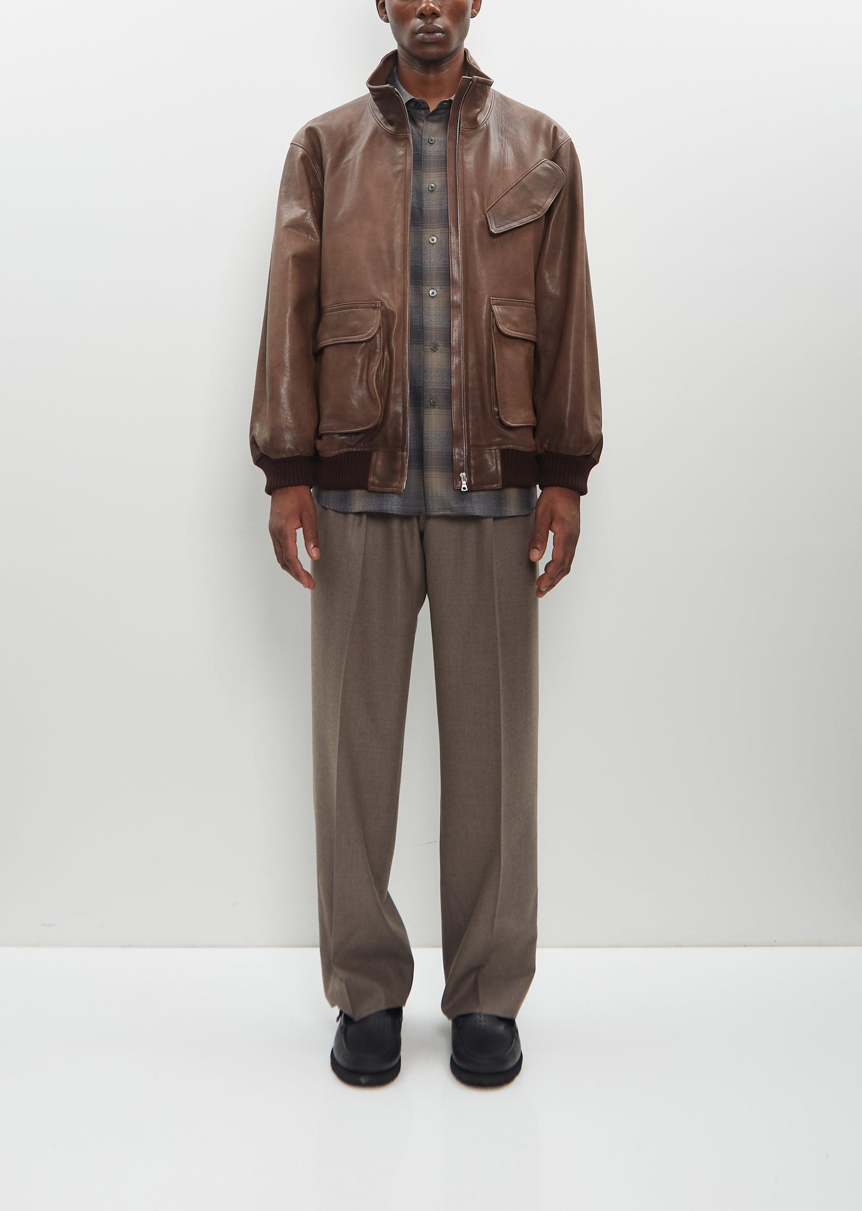 AURALEE Leather Zip Blouson in Brown | Lyst AURALEE Leather Zip Blouson in Brown | Lyst
