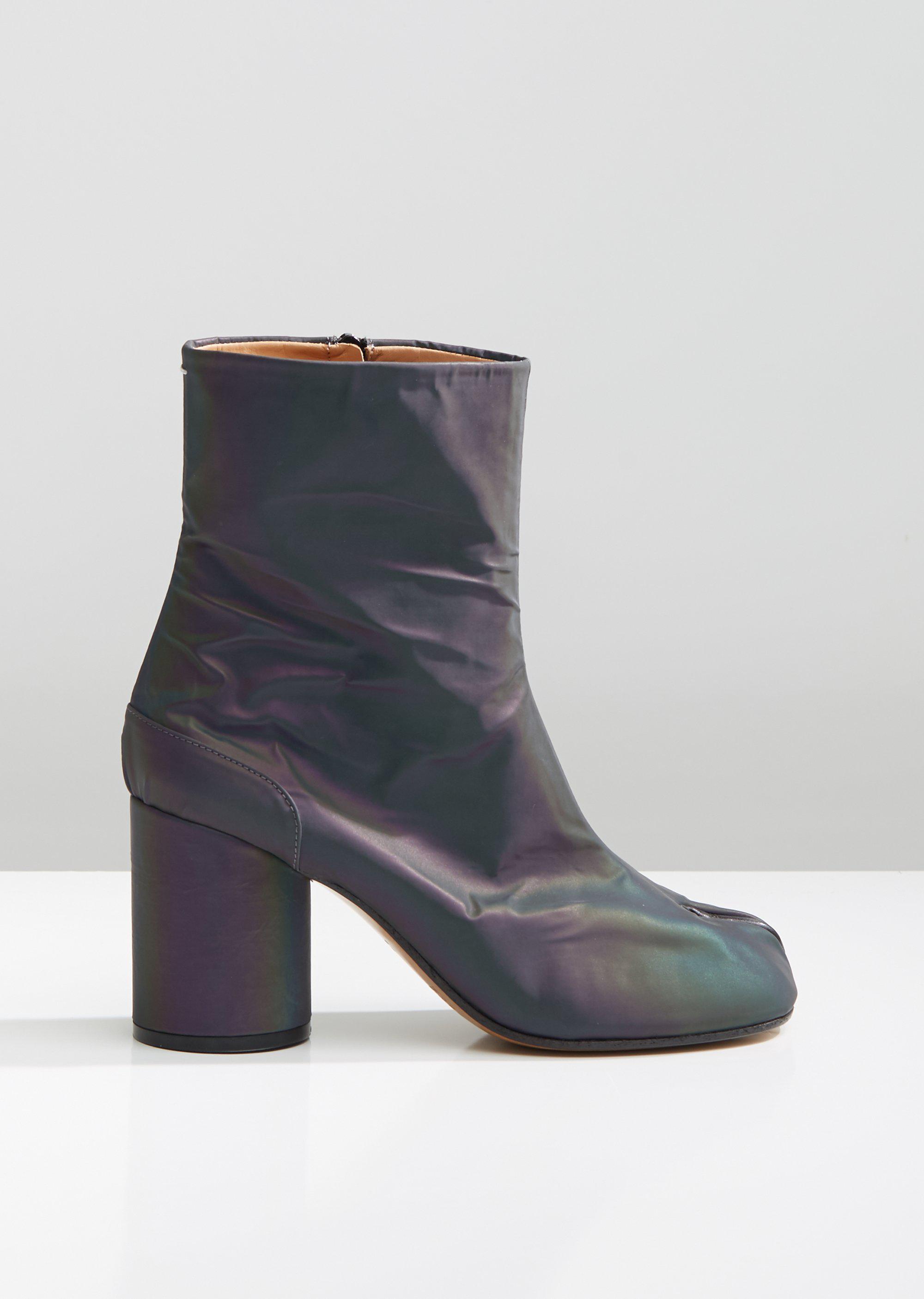 iridescent ankle boots
