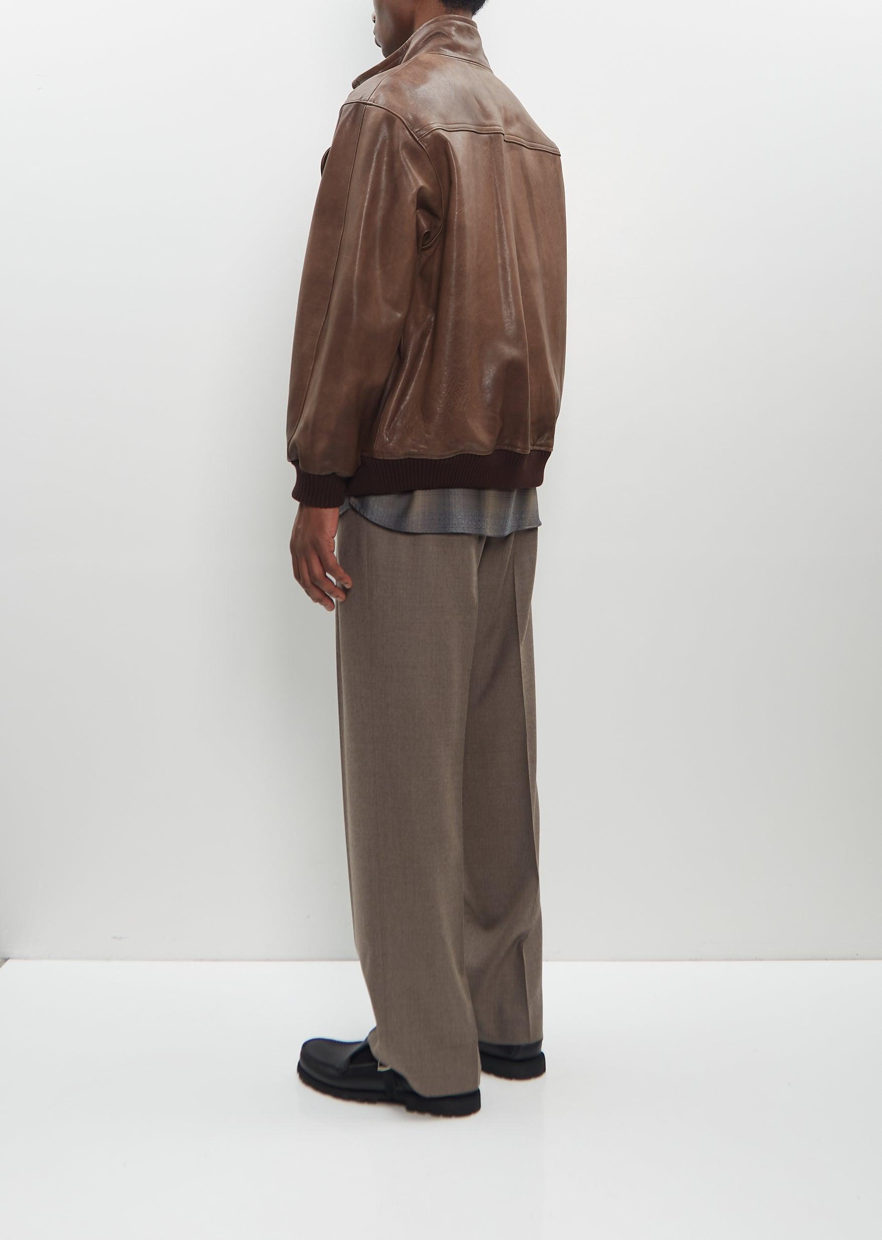AURALEE Leather Zip Blouson in Brown | Lyst AURALEE Leather Zip Blouson in Brown | Lyst