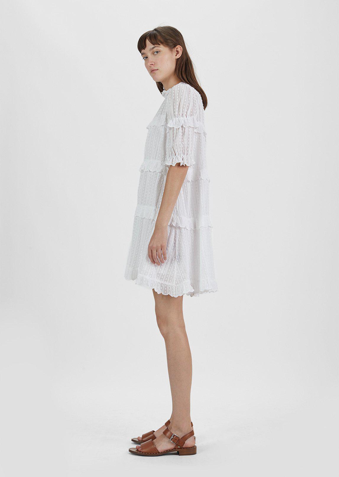 Étoile Isabel Marant Yin Cotton Ruffle Dress in White | Lyst
