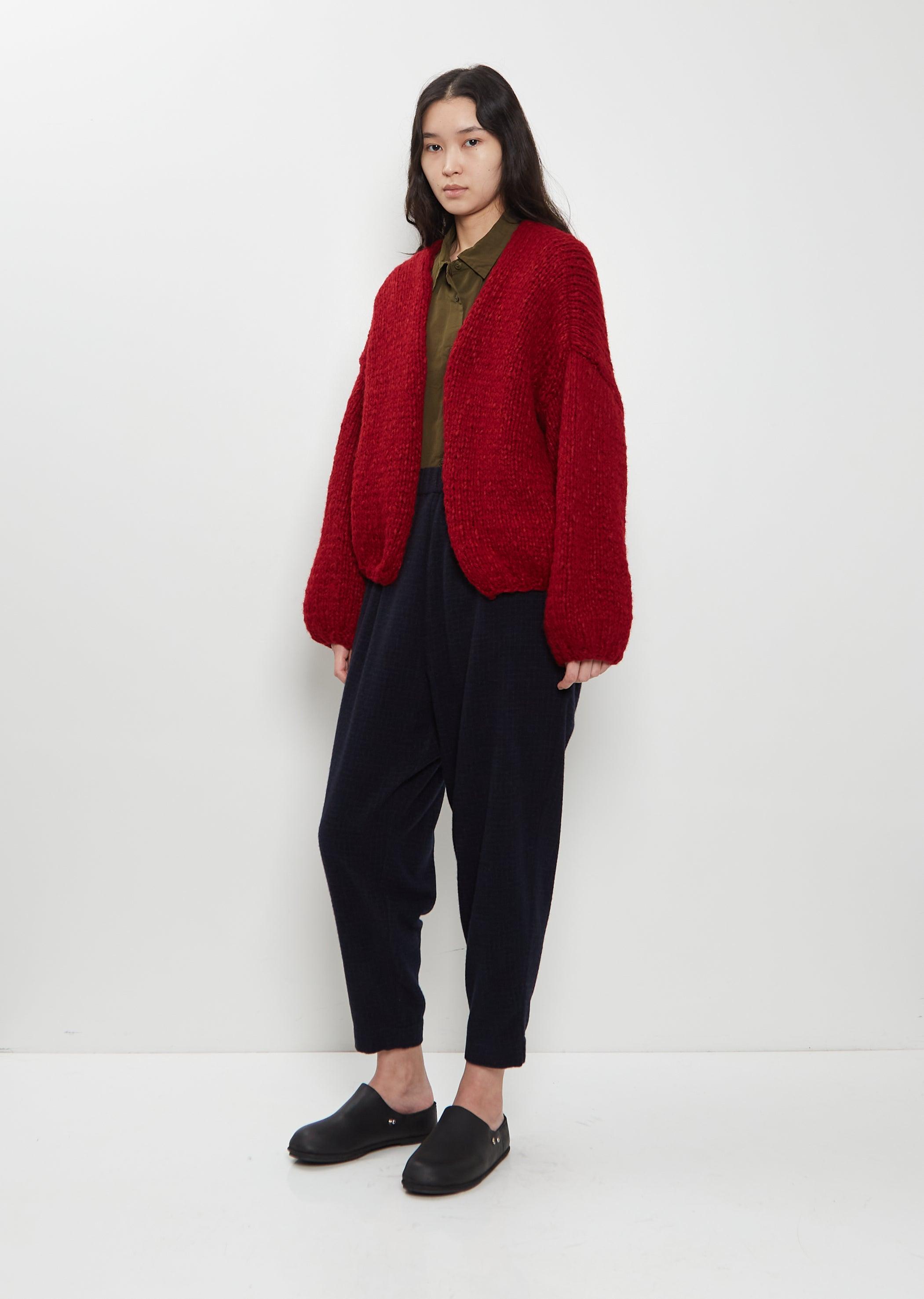 Casey Casey Short Hand-knitted Wool Cashmere Cardigan in Red | Lyst