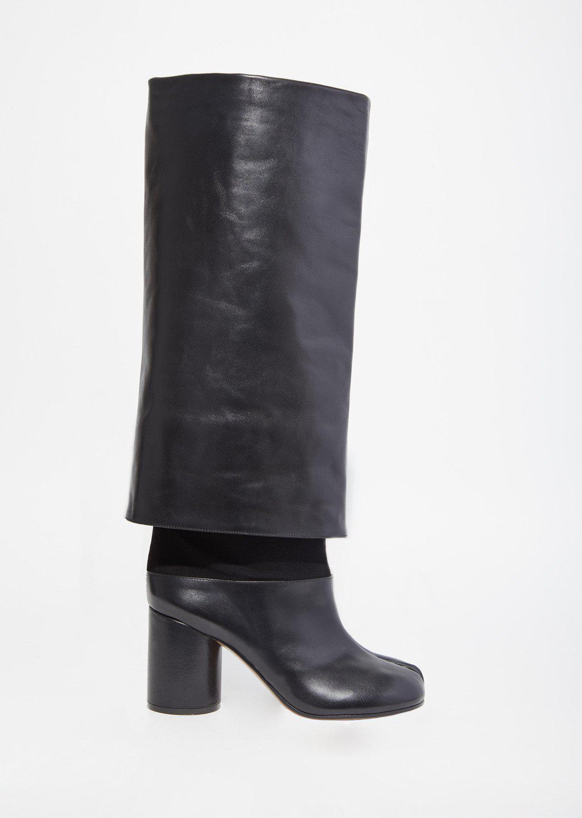 dilemma That Diacritical Maison Margiela Foldover Leather Boots in Black | Lyst