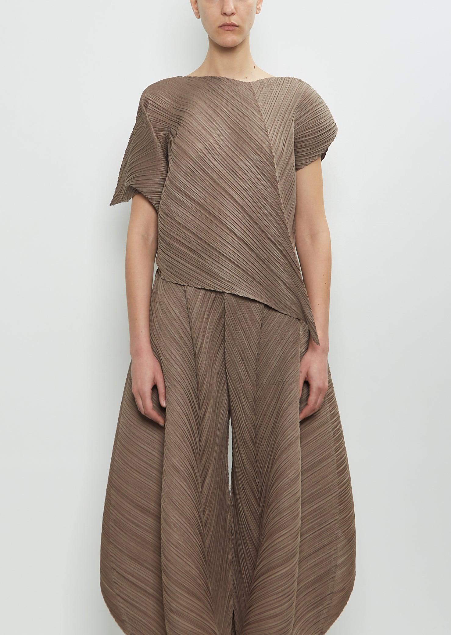 Pleats Please Issey Miyake Technical Flare Shirt in Brown | Lyst